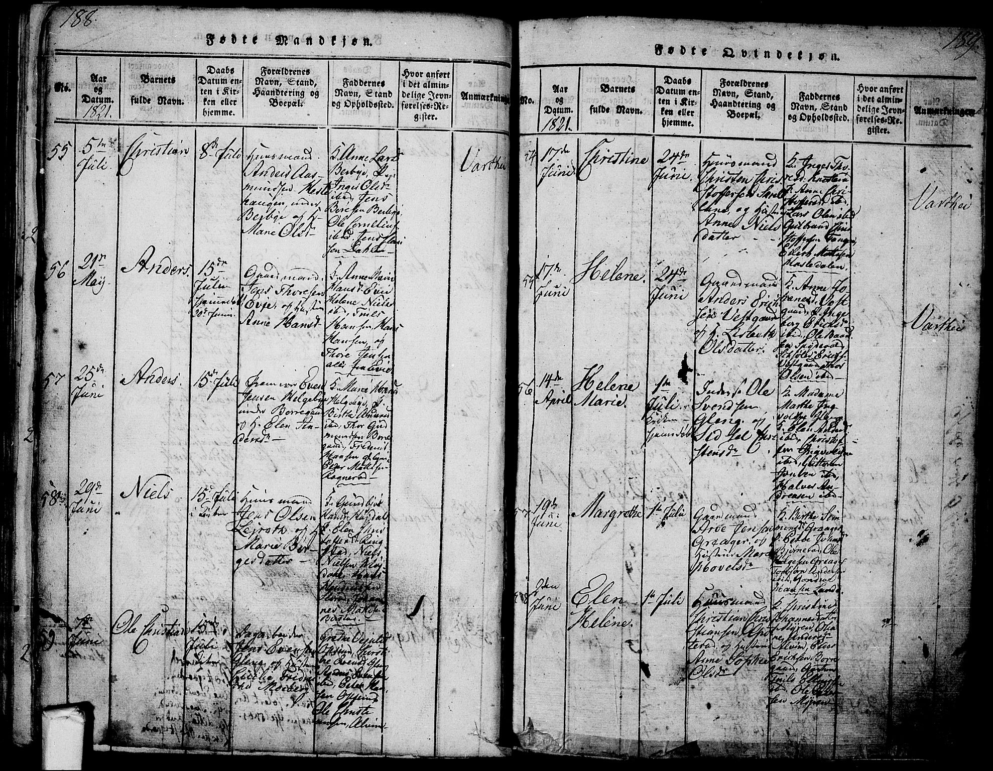 Tune prestekontor Kirkebøker, SAO/A-2007/F/Fa/L0005: Parish register (official) no. 5, 1815-1823, p. 188-189