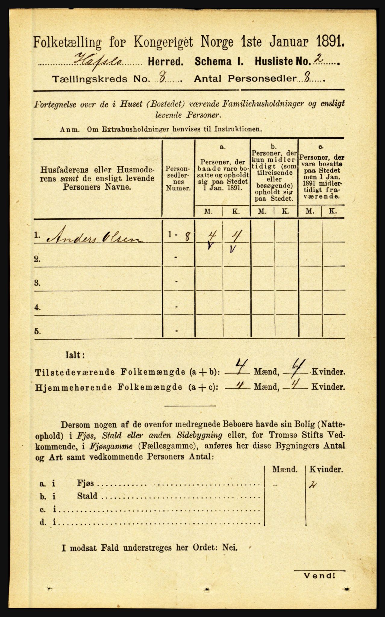 RA, 1891 census for 1425 Hafslo, 1891, p. 3128