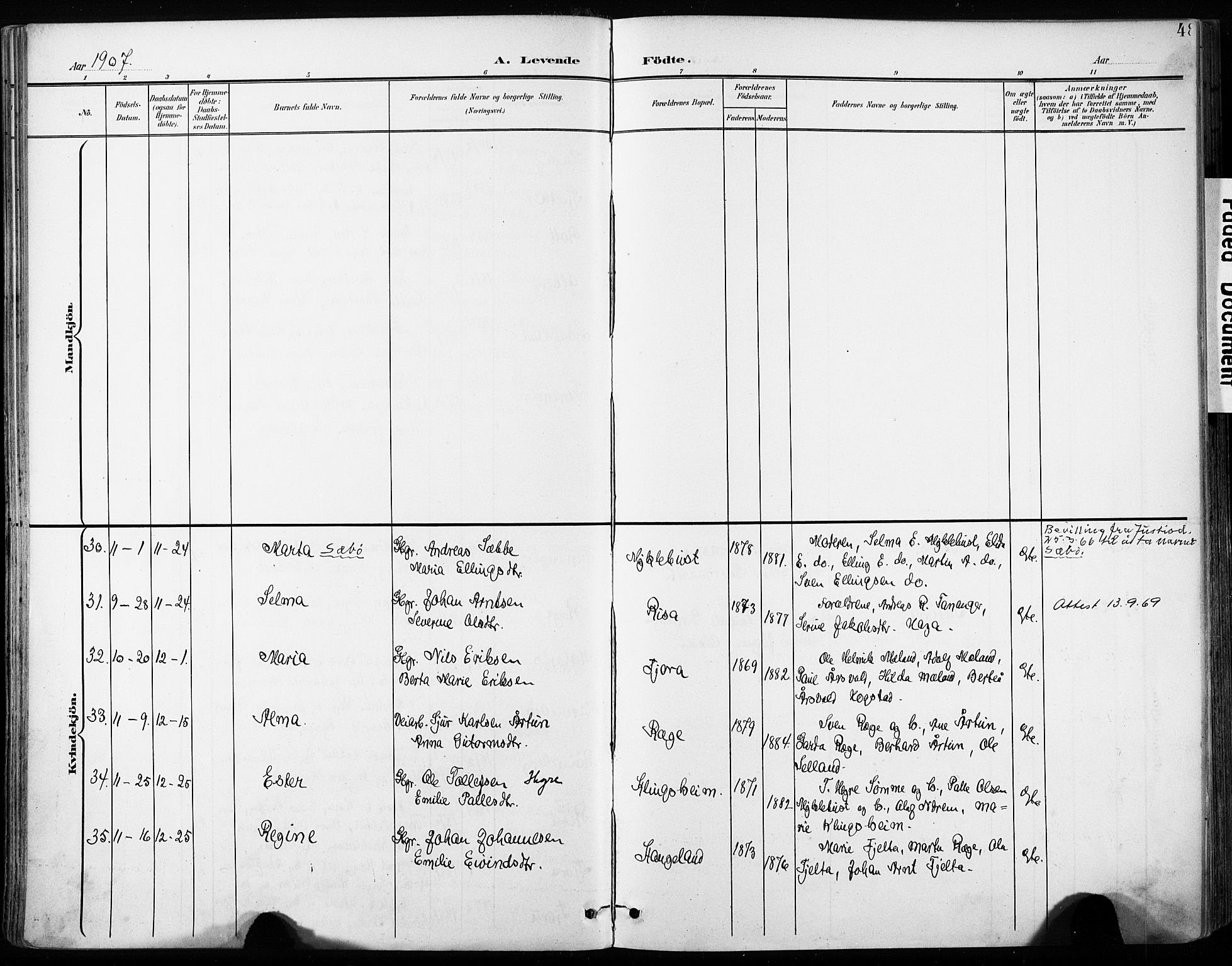 Håland sokneprestkontor, AV/SAST-A-101802/001/30BA/L0013: Parish register (official) no. A 12, 1901-1913, p. 48