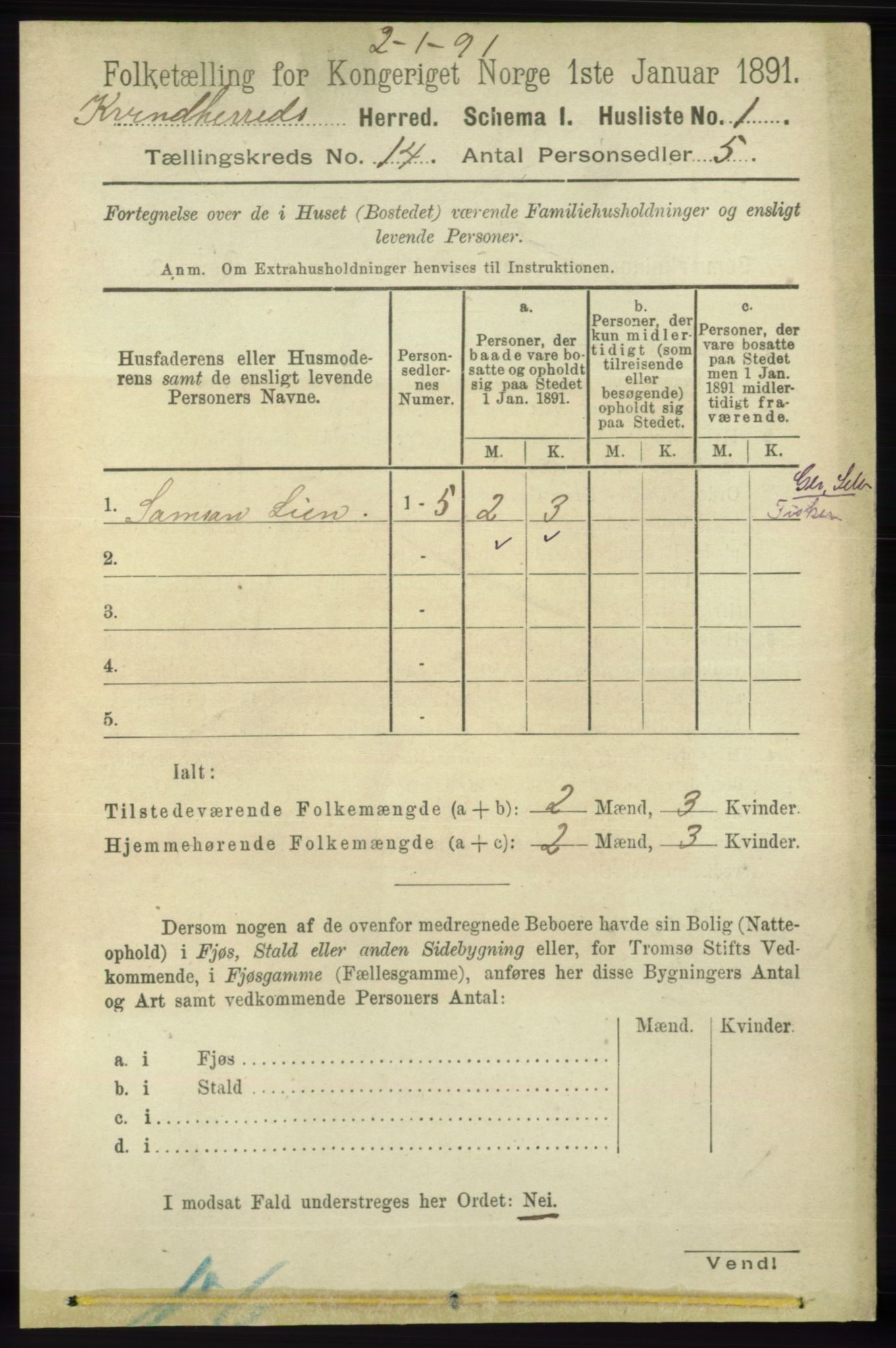 RA, 1891 census for 1224 Kvinnherad, 1891, p. 4620