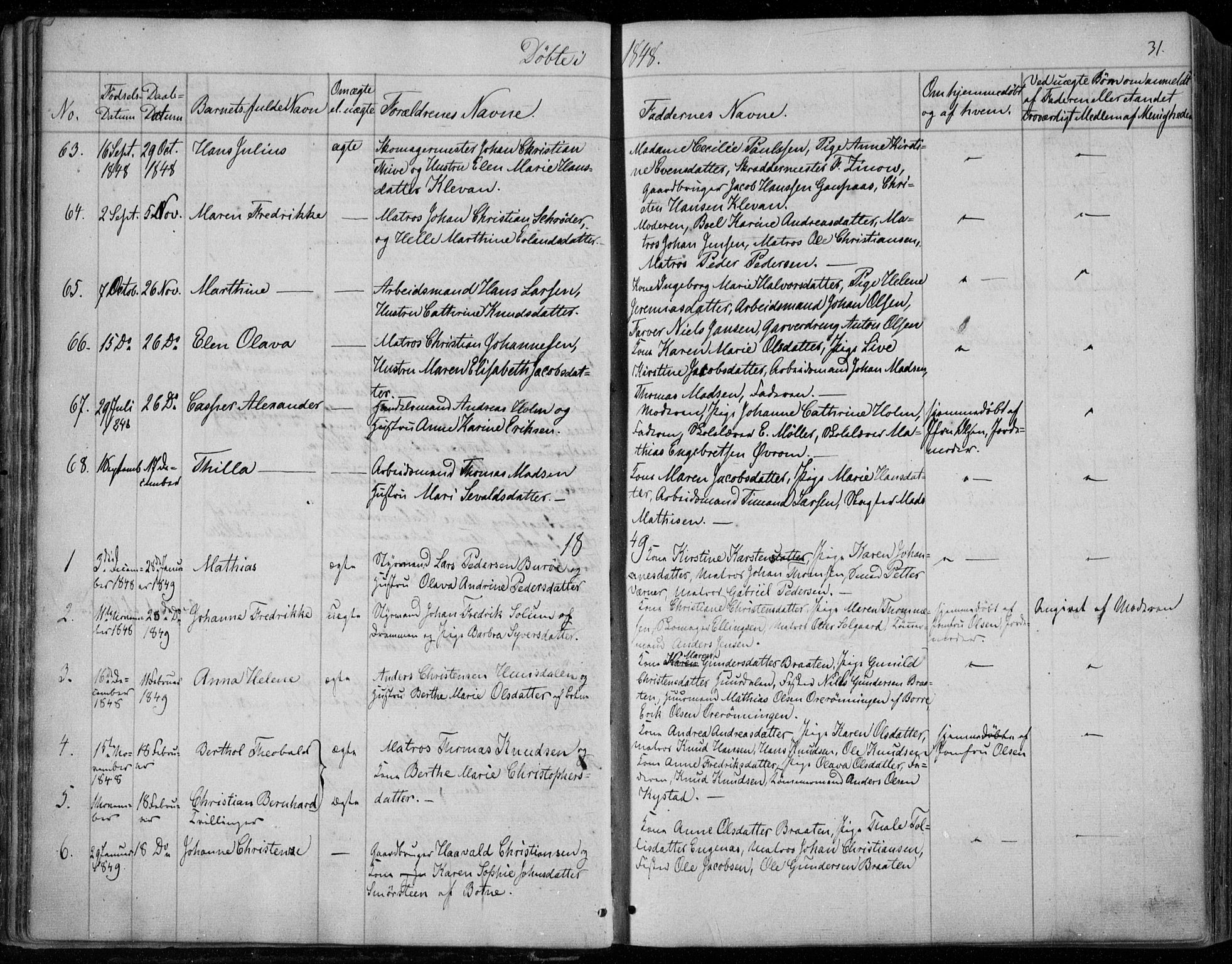 Holmestrand kirkebøker, AV/SAKO-A-346/F/Fa/L0002: Parish register (official) no. 2, 1840-1866, p. 31
