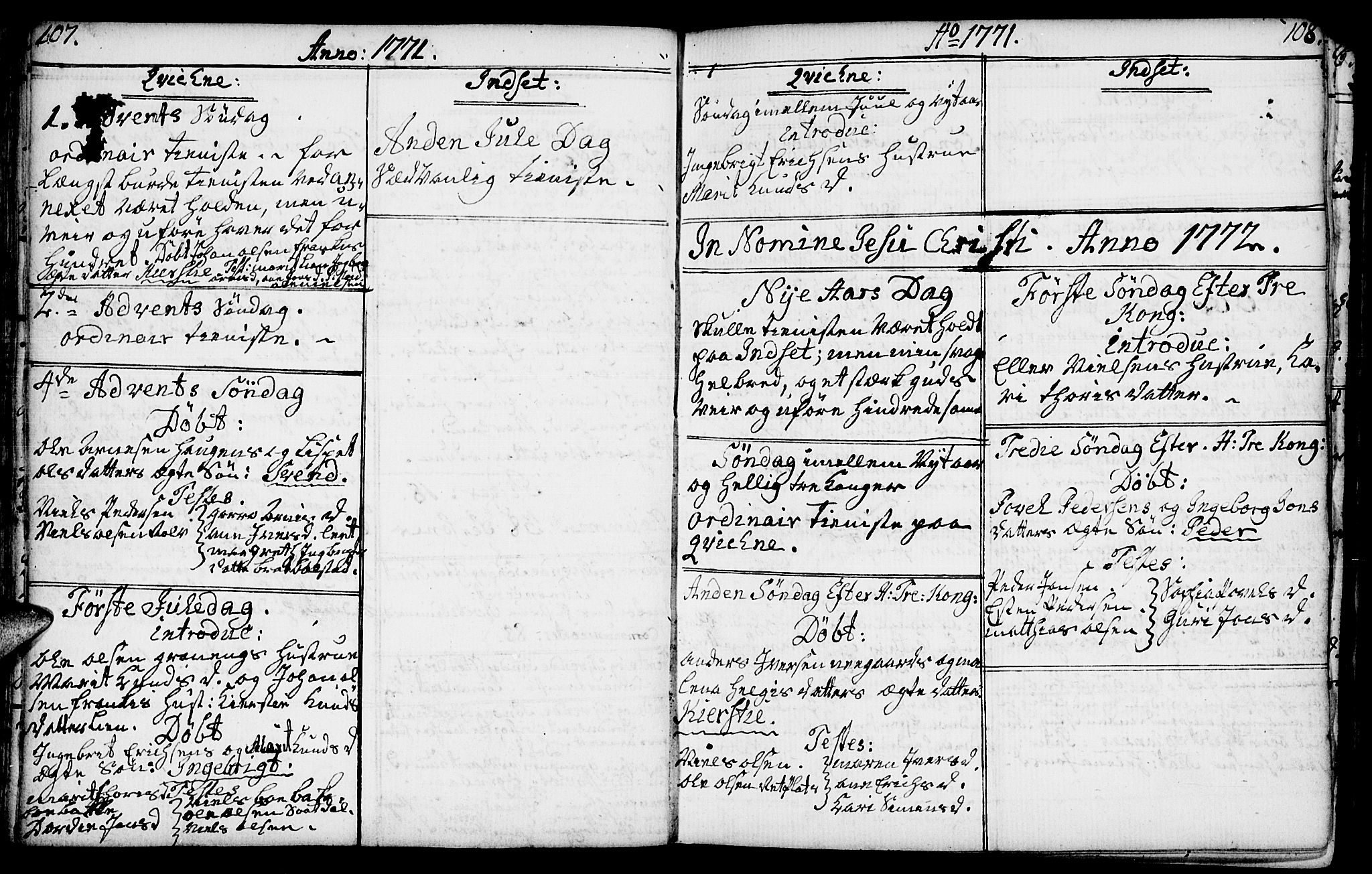 Kvikne prestekontor, SAH/PREST-064/H/Ha/Haa/L0002: Parish register (official) no. 2, 1764-1784, p. 107-108
