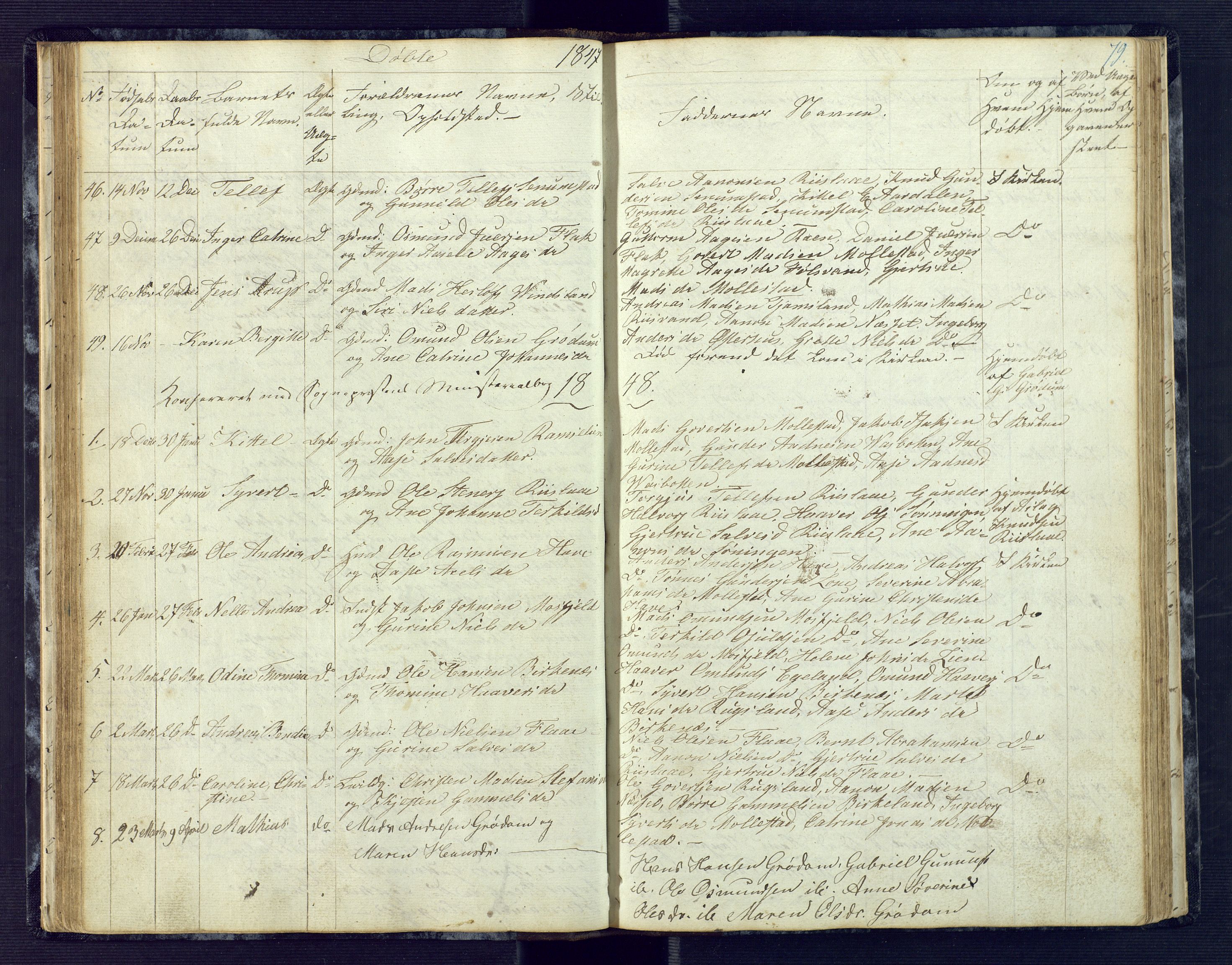 Birkenes sokneprestkontor, AV/SAK-1111-0004/F/Fb/L0001: Parish register (copy) no. B 1, 1837-1856, p. 79