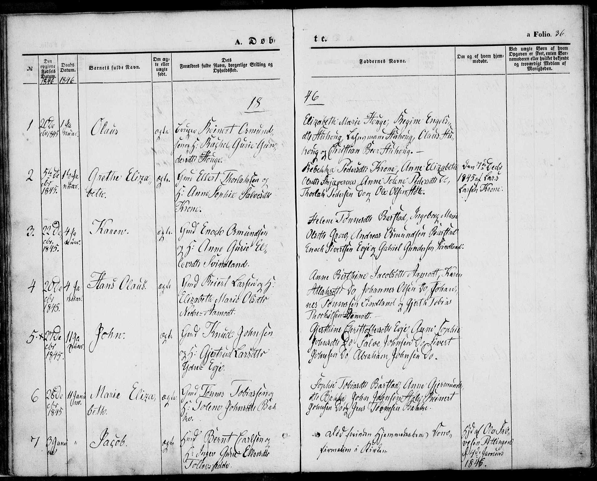 Sokndal sokneprestkontor, SAST/A-101808: Parish register (official) no. A 8.1, 1842-1857, p. 36