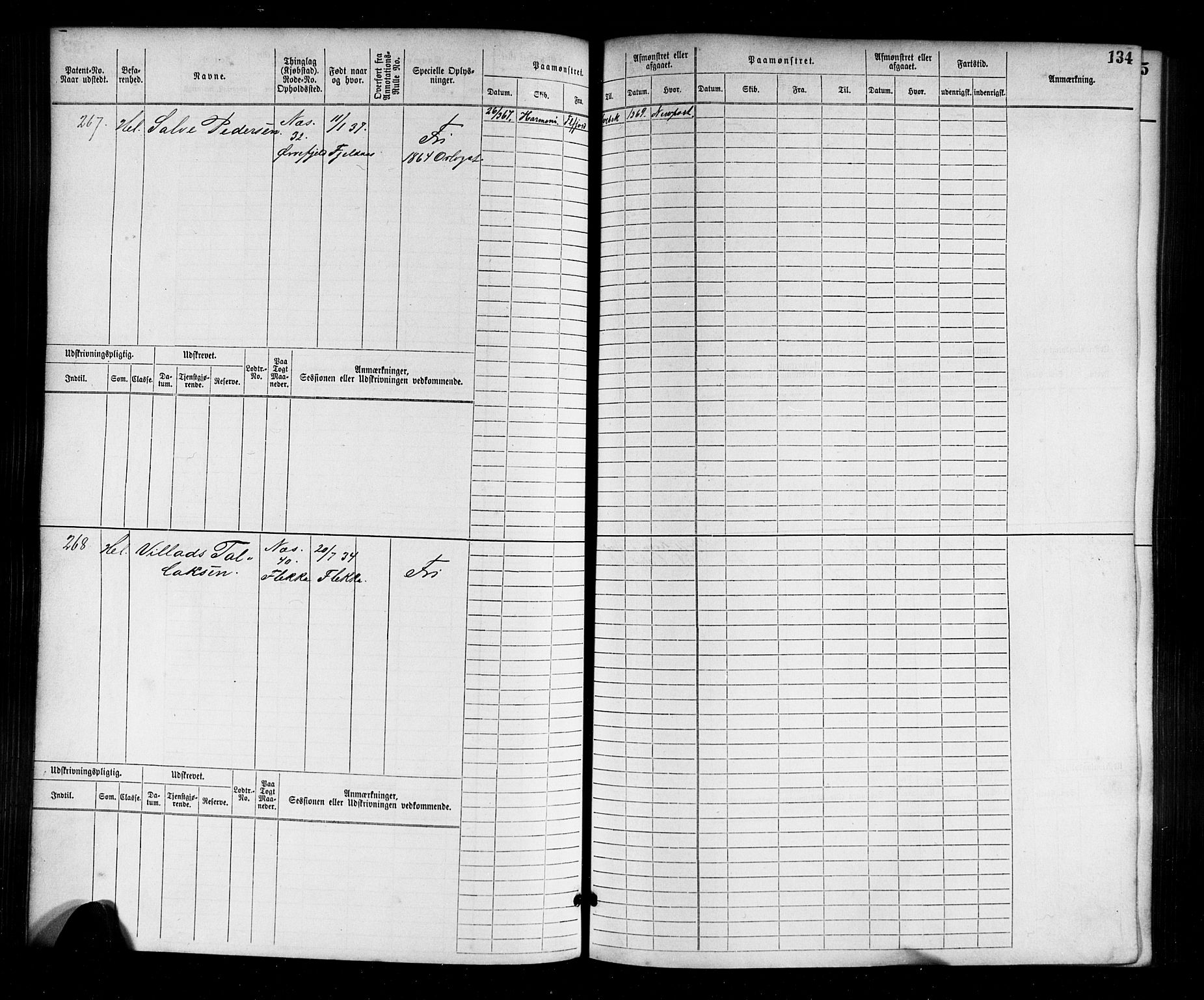 Flekkefjord mønstringskrets, AV/SAK-2031-0018/F/Fb/L0001: Hovedrulle nr 1-764, N-4, 1868-1900, p. 138