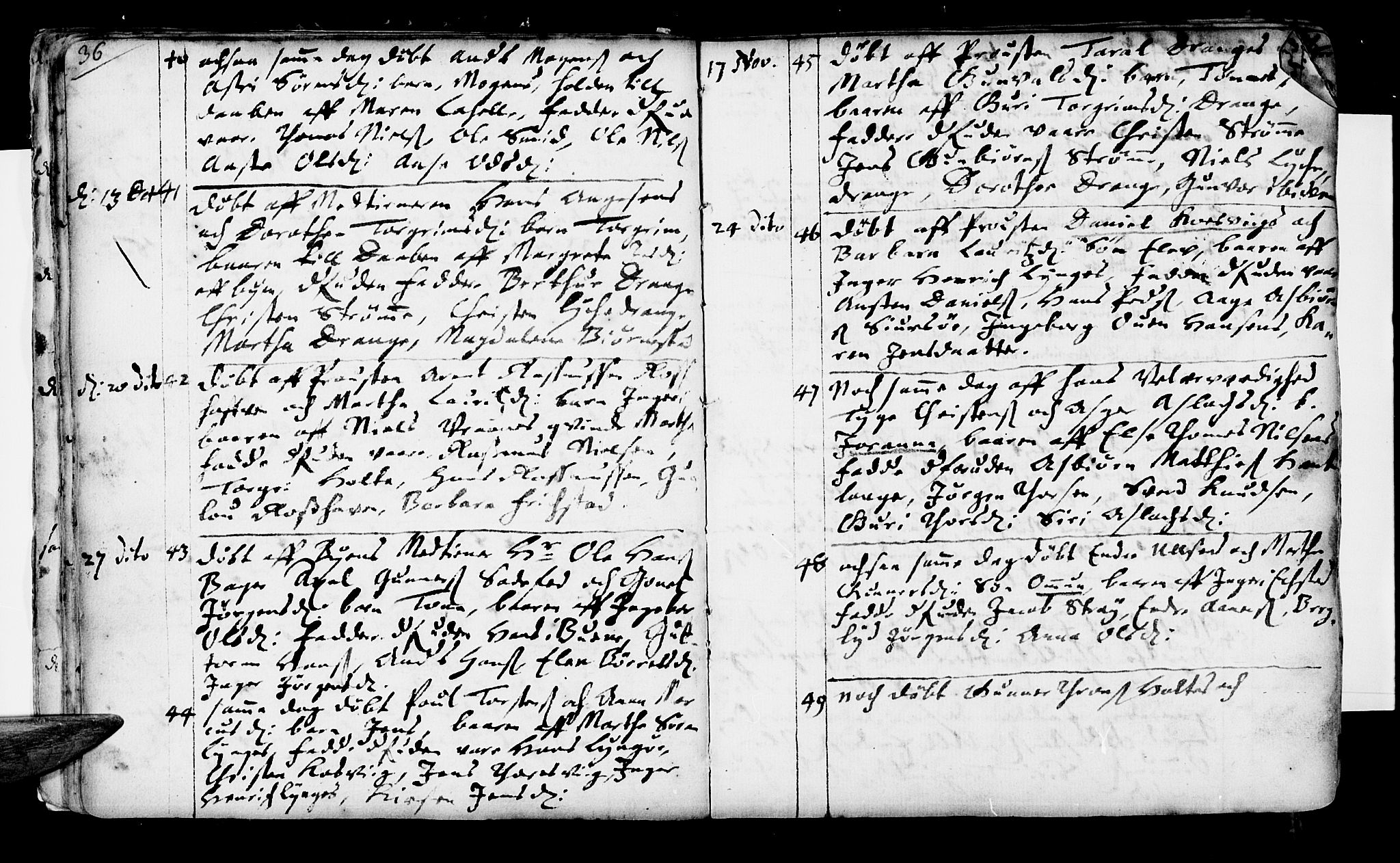 Oddernes sokneprestkontor, SAK/1111-0033/F/Fa/Faa/L0001: Parish register (official) no. A 1, 1692-1718, p. 36-37