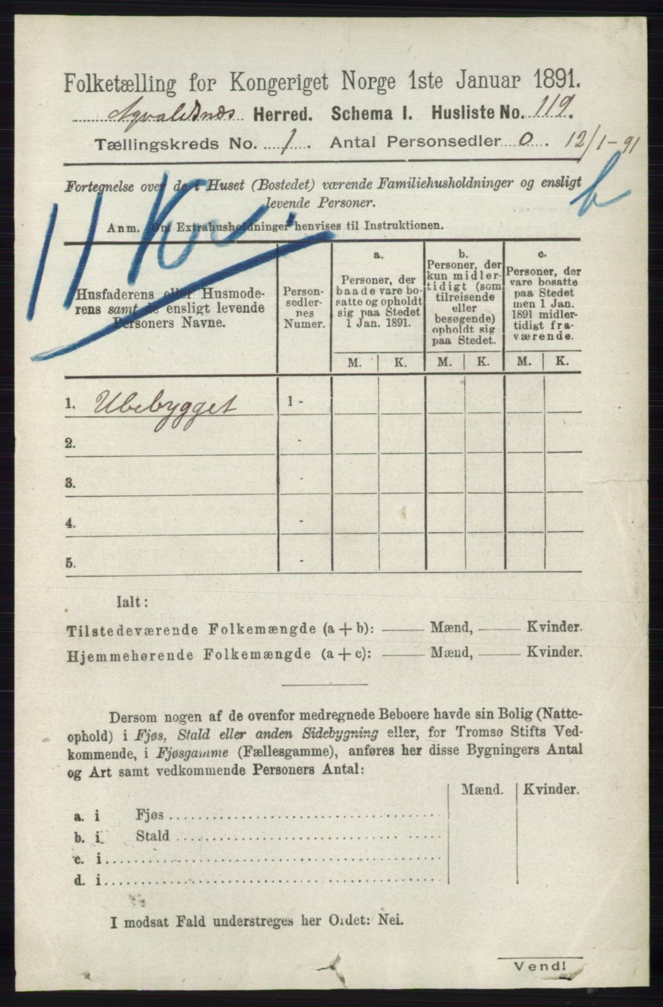 RA, 1891 census for 1147 Avaldsnes, 1891, p. 1247