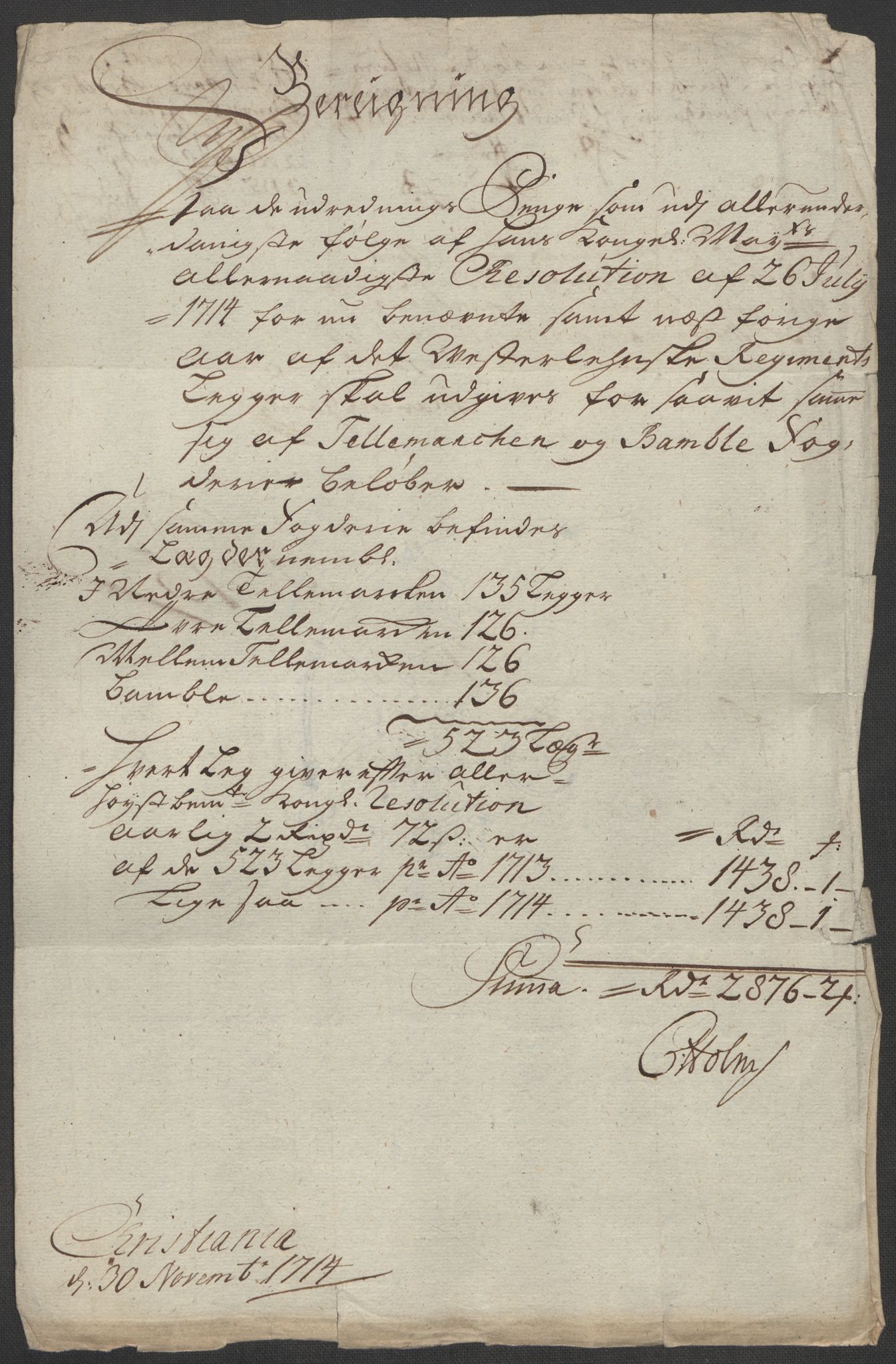 Rentekammeret inntil 1814, Reviderte regnskaper, Fogderegnskap, AV/RA-EA-4092/R36/L2127: Fogderegnskap Øvre og Nedre Telemark og Bamble, 1715, p. 169