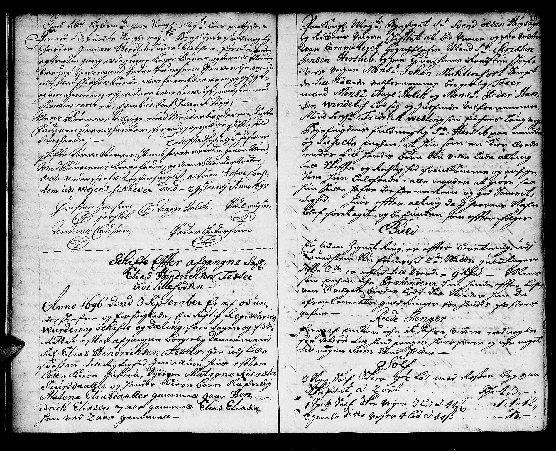 Trondheim byfogd, AV/SAT-A-0003/1/3/3A/L0004: Skifteprotokoll - gml.nr.4. (m/ register), 1695-1699, p. 9b-10a