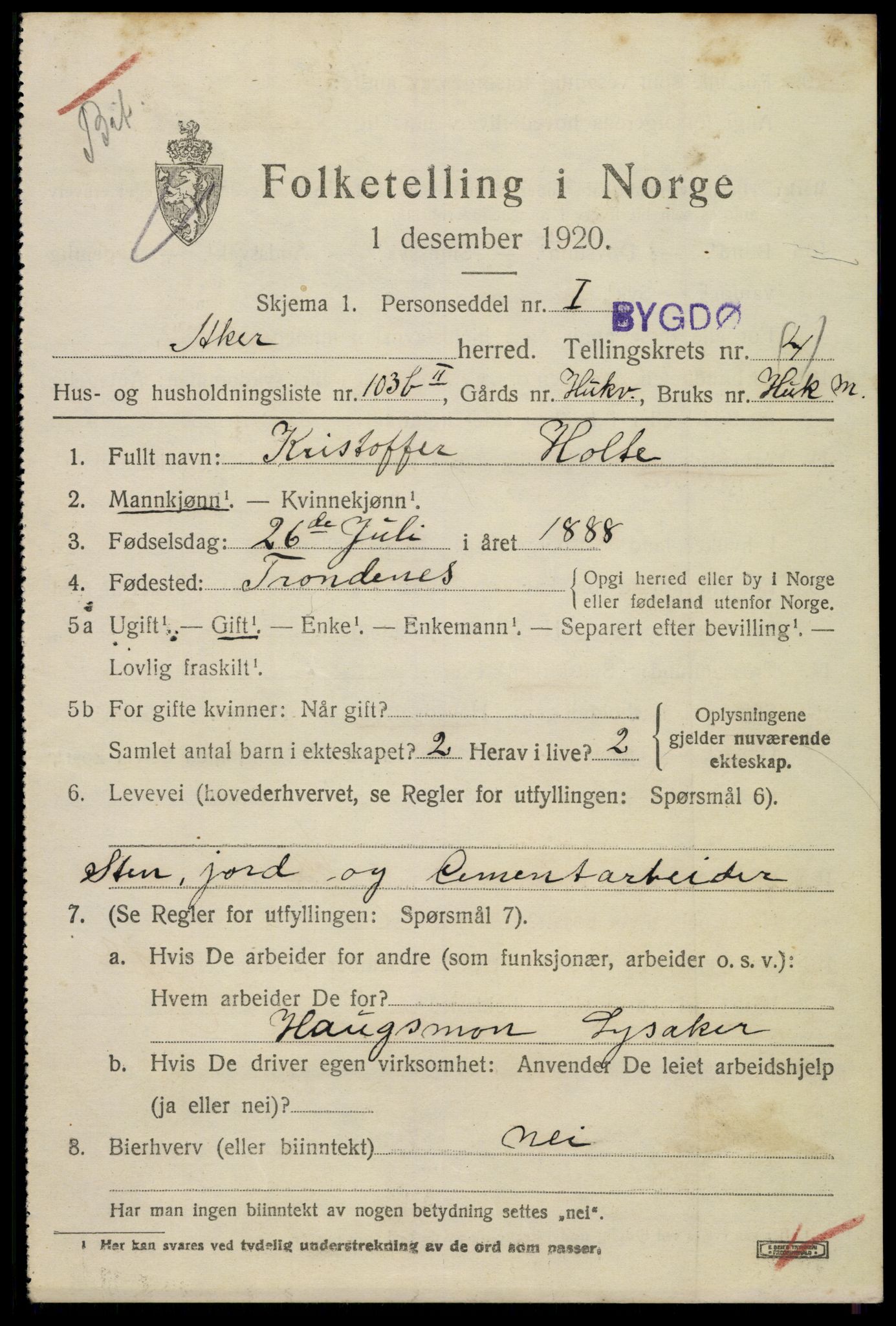 SAO, 1920 census for Aker, 1920, p. 27150