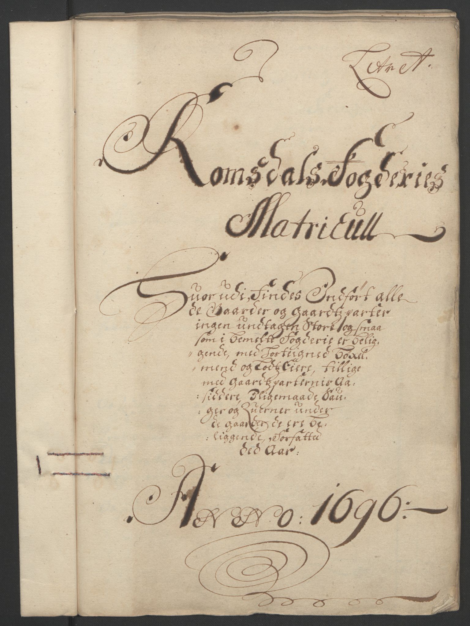 Rentekammeret inntil 1814, Reviderte regnskaper, Fogderegnskap, RA/EA-4092/R55/L3652: Fogderegnskap Romsdal, 1695-1696, p. 164