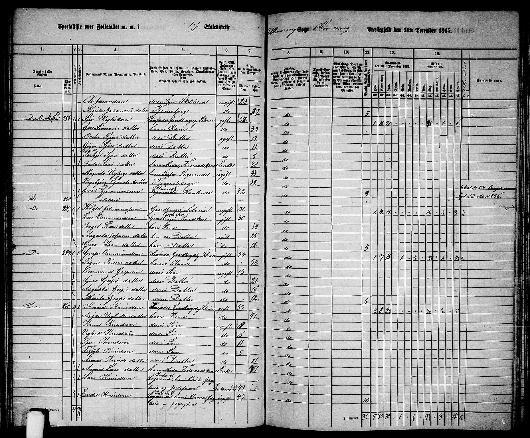 RA, 1865 census for Kinsarvik, 1865, p. 100