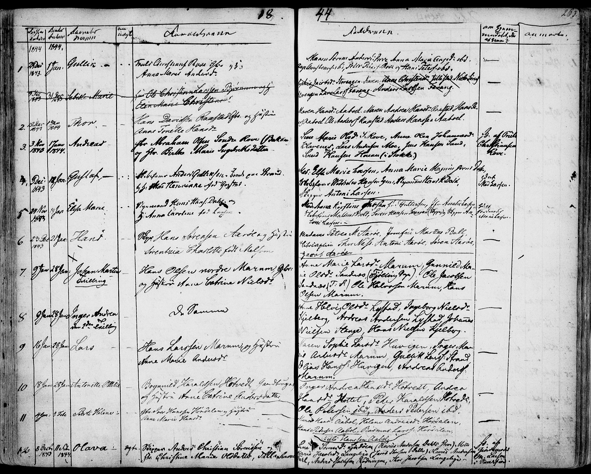 Sandar kirkebøker, SAKO/A-243/F/Fa/L0005: Parish register (official) no. 5, 1832-1847, p. 262-263