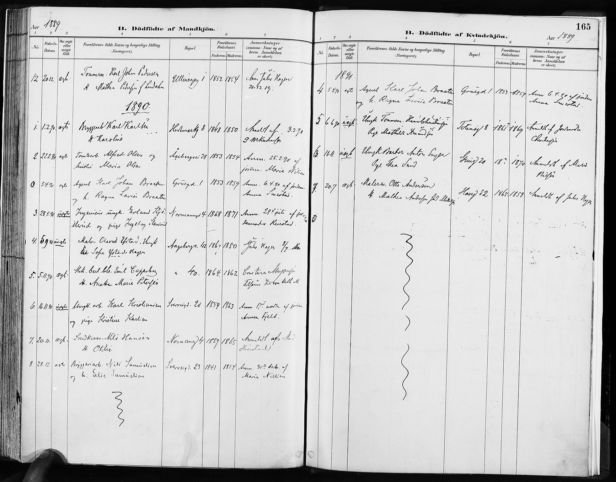 Kampen prestekontor Kirkebøker, AV/SAO-A-10853/F/Fa/L0003: Parish register (official) no. I 3, 1886-1892, p. 165