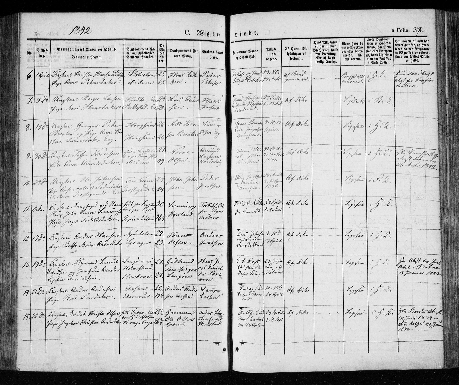 Eiker kirkebøker, AV/SAKO-A-4/F/Fa/L0013a: Parish register (official) no. I 13A, 1832-1845, p. 368