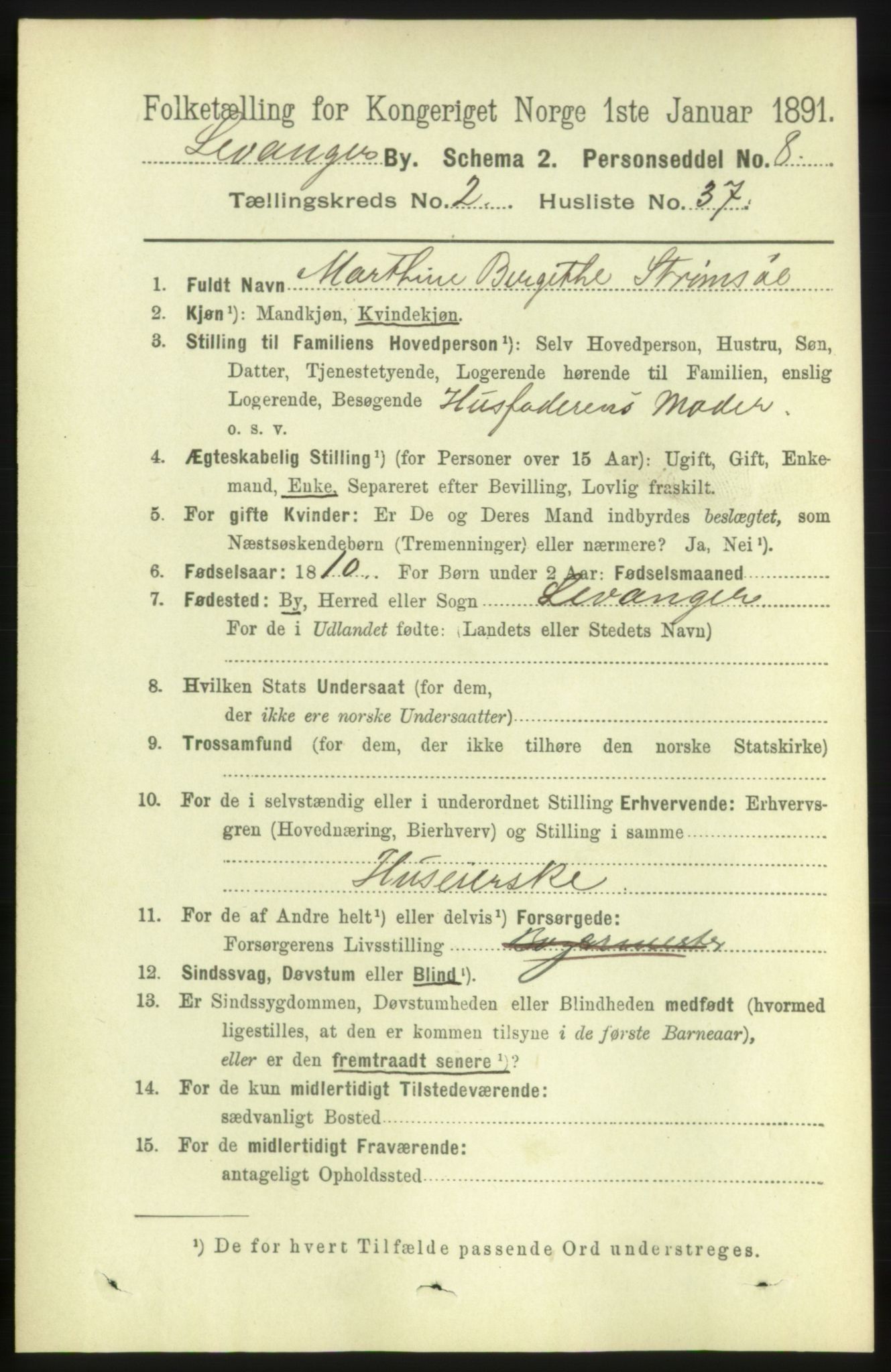 RA, 1891 census for 1701 Levanger, 1891, p. 788