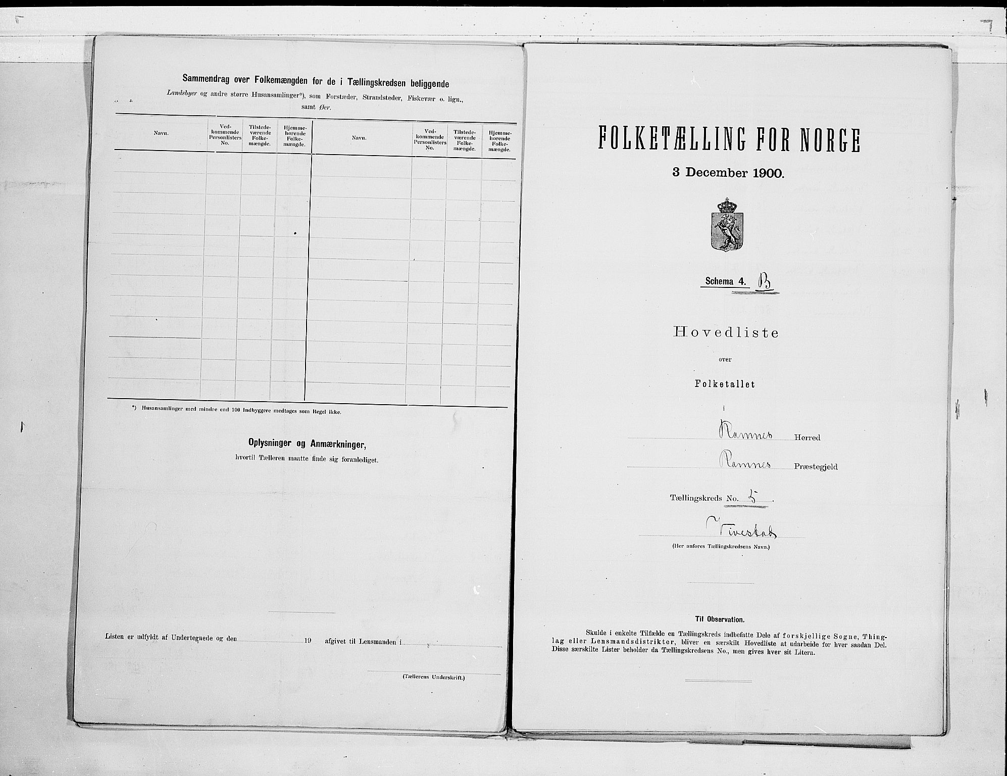 RA, 1900 census for Ramnes, 1900, p. 14