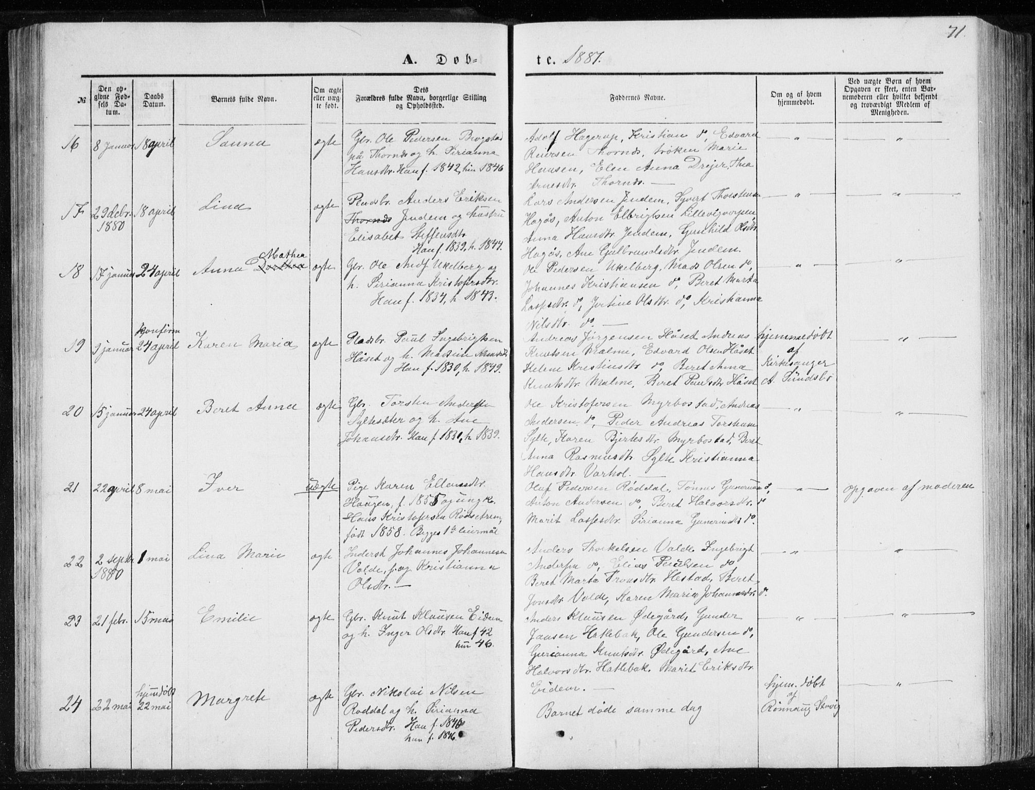 Ministerialprotokoller, klokkerbøker og fødselsregistre - Møre og Romsdal, AV/SAT-A-1454/565/L0754: Parish register (copy) no. 565C03, 1870-1896, p. 71