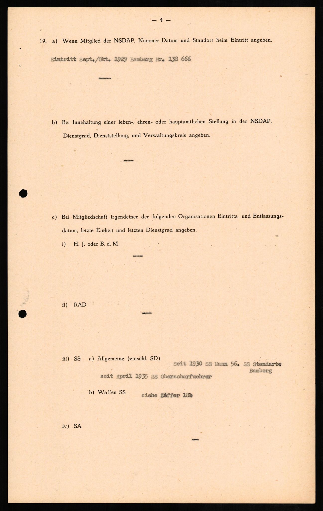 Forsvaret, Forsvarets overkommando II, RA/RAFA-3915/D/Db/L0011: CI Questionaires. Tyske okkupasjonsstyrker i Norge. Tyskere., 1945-1946, p. 66