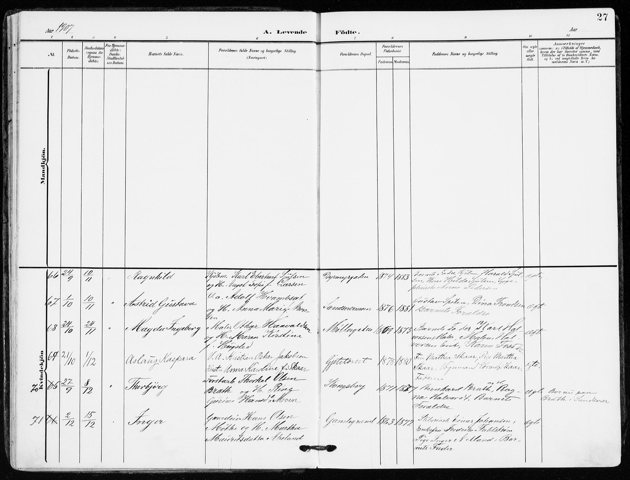 Kongsberg kirkebøker, AV/SAKO-A-22/F/Fb/L0004: Parish register (official) no. II 4, 1906-1918, p. 27