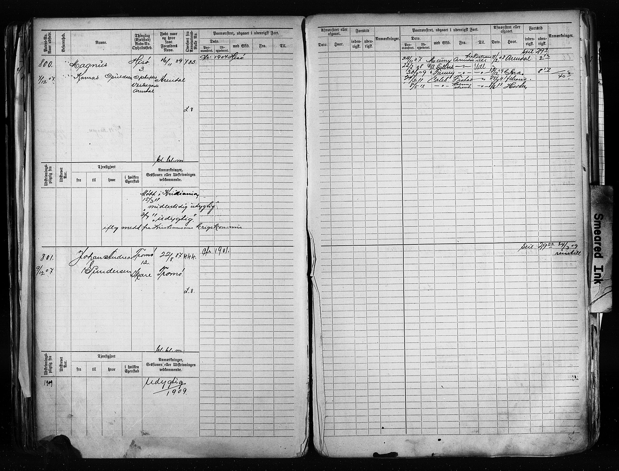 Arendal mønstringskrets, AV/SAK-2031-0012/F/Fb/L0020: Hovedrulle A nr 217-968, S-18, 1900-1910, p. 303