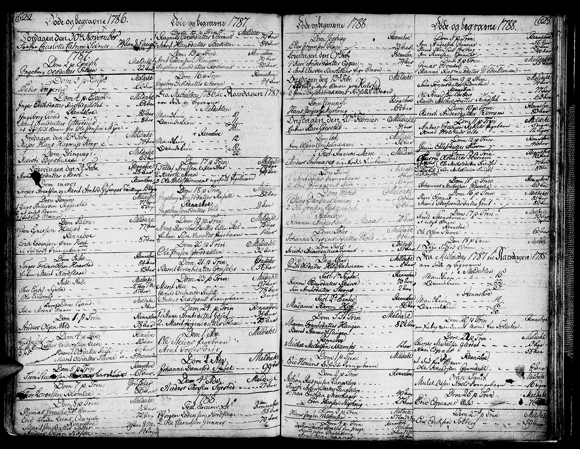 Ministerialprotokoller, klokkerbøker og fødselsregistre - Sør-Trøndelag, SAT/A-1456/672/L0852: Parish register (official) no. 672A05, 1776-1815, p. 622-623