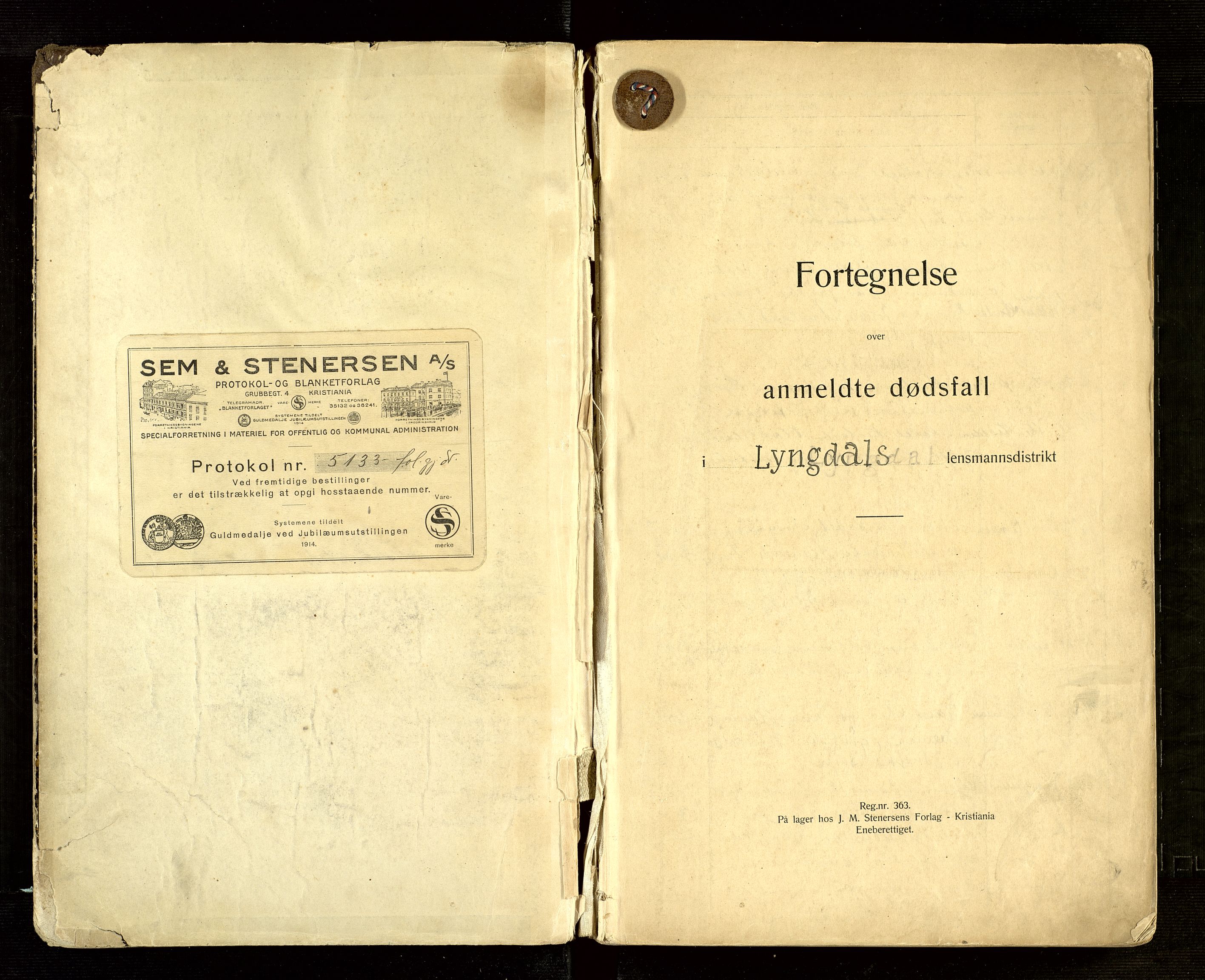 Lyngdal lensmannskontor, AV/SAK-1241-0031/F/Fe/L0001/0004: Dødsfall nr 8 / Dødsfallsprotokoll, 1923-1939