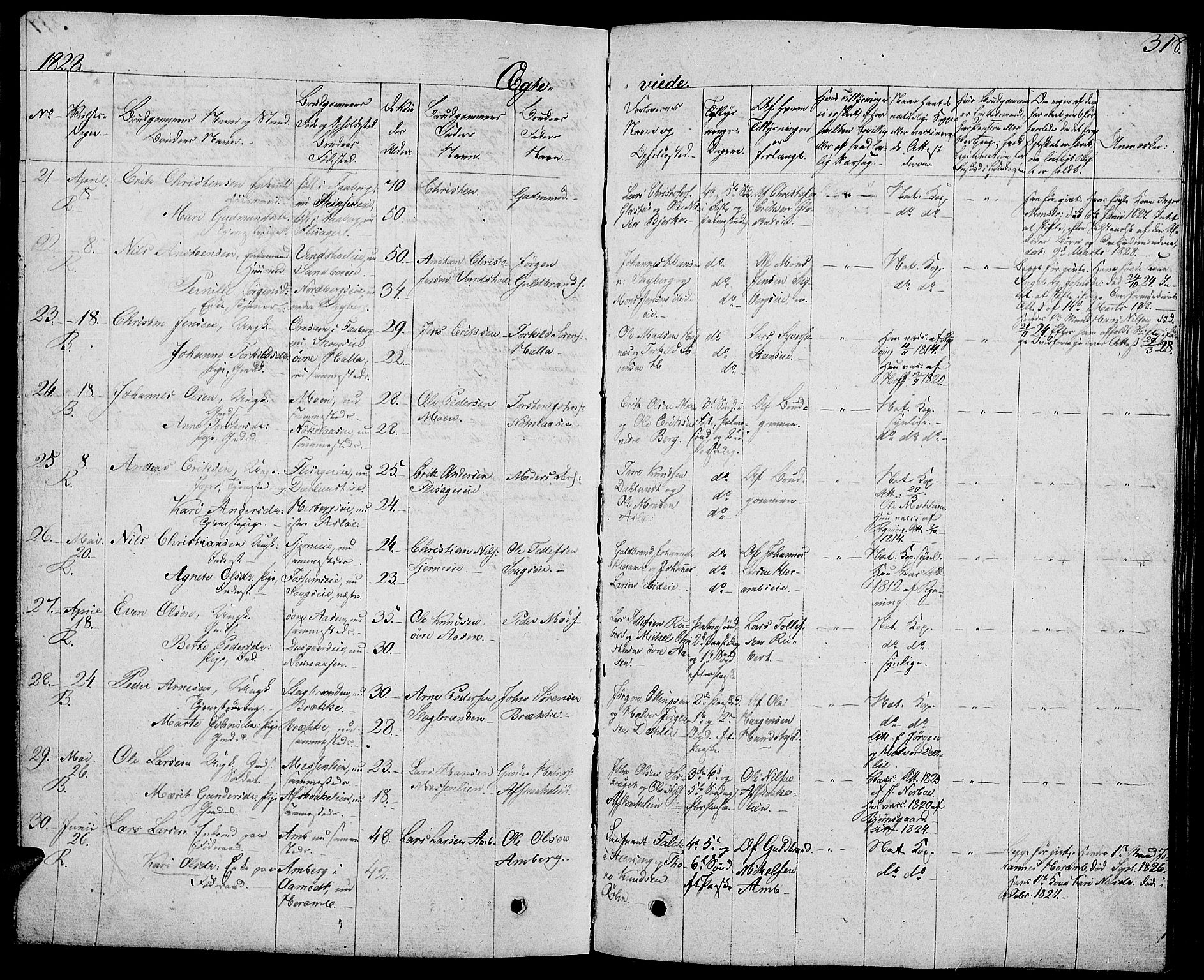 Ringsaker prestekontor, AV/SAH-PREST-014/L/La/L0004: Parish register (copy) no. 4, 1827-1838, p. 318