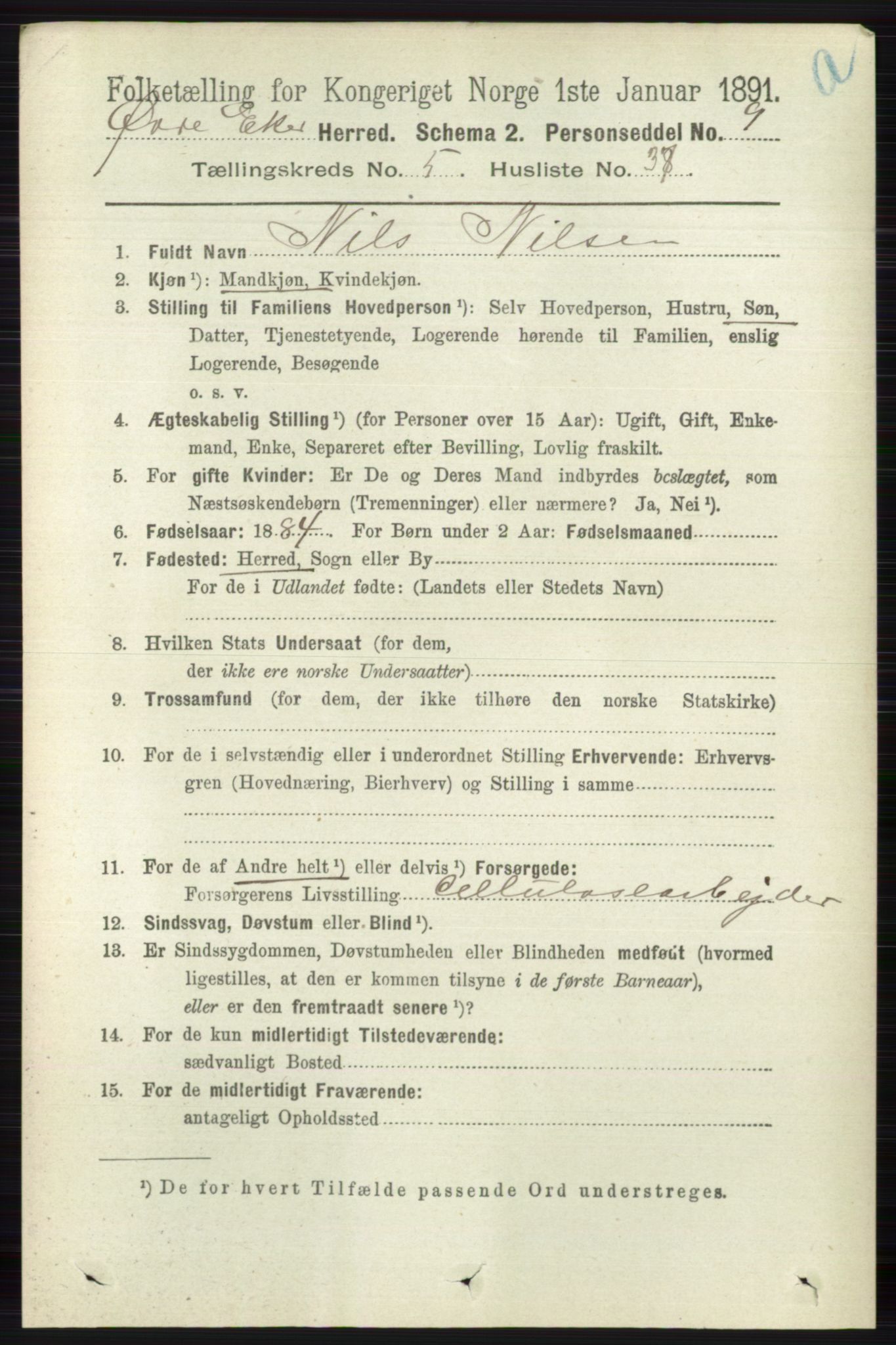 RA, 1891 census for 0624 Øvre Eiker, 1891, p. 2042
