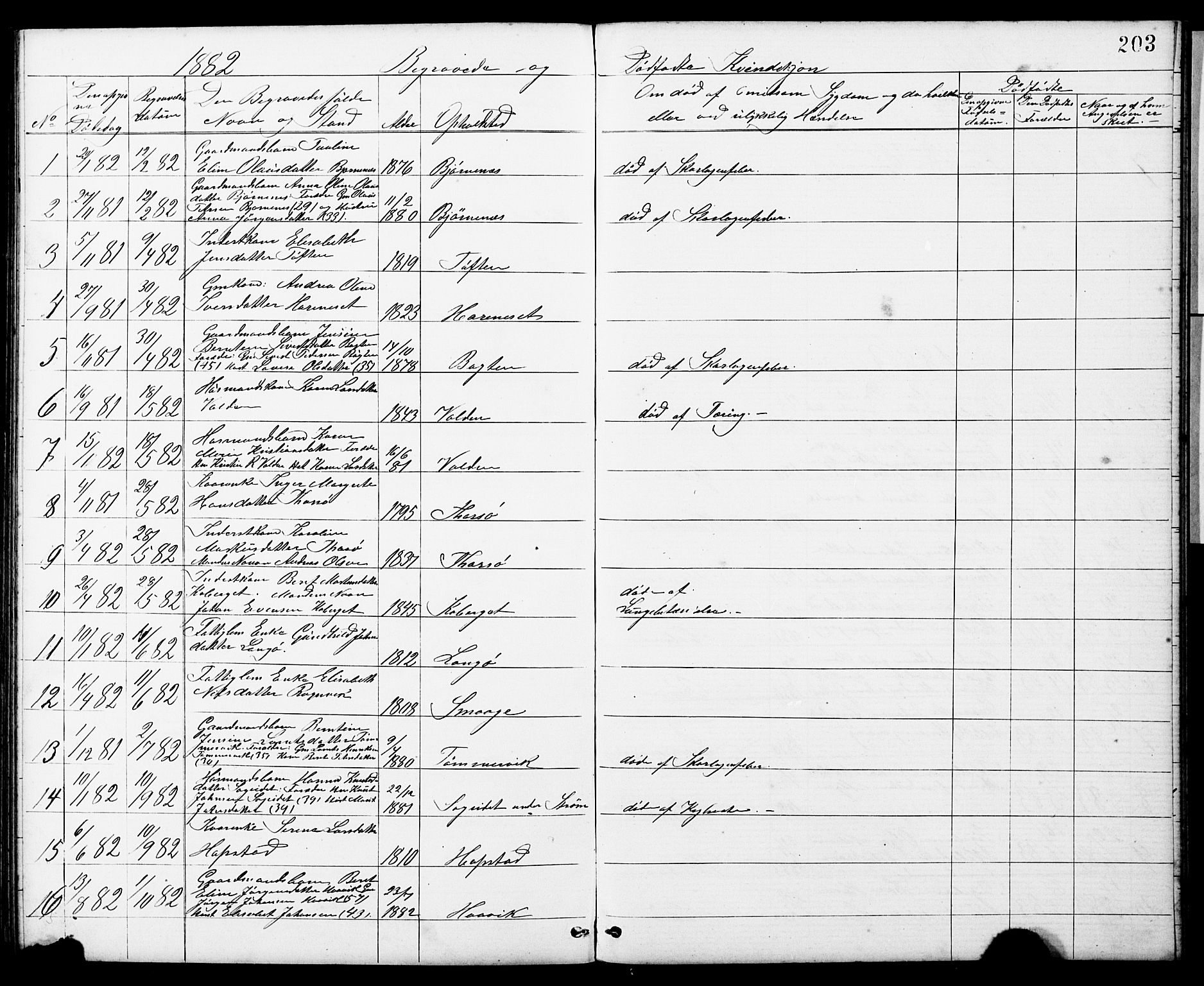 Ministerialprotokoller, klokkerbøker og fødselsregistre - Sør-Trøndelag, SAT/A-1456/634/L0541: Parish register (copy) no. 634C03, 1874-1891, p. 203