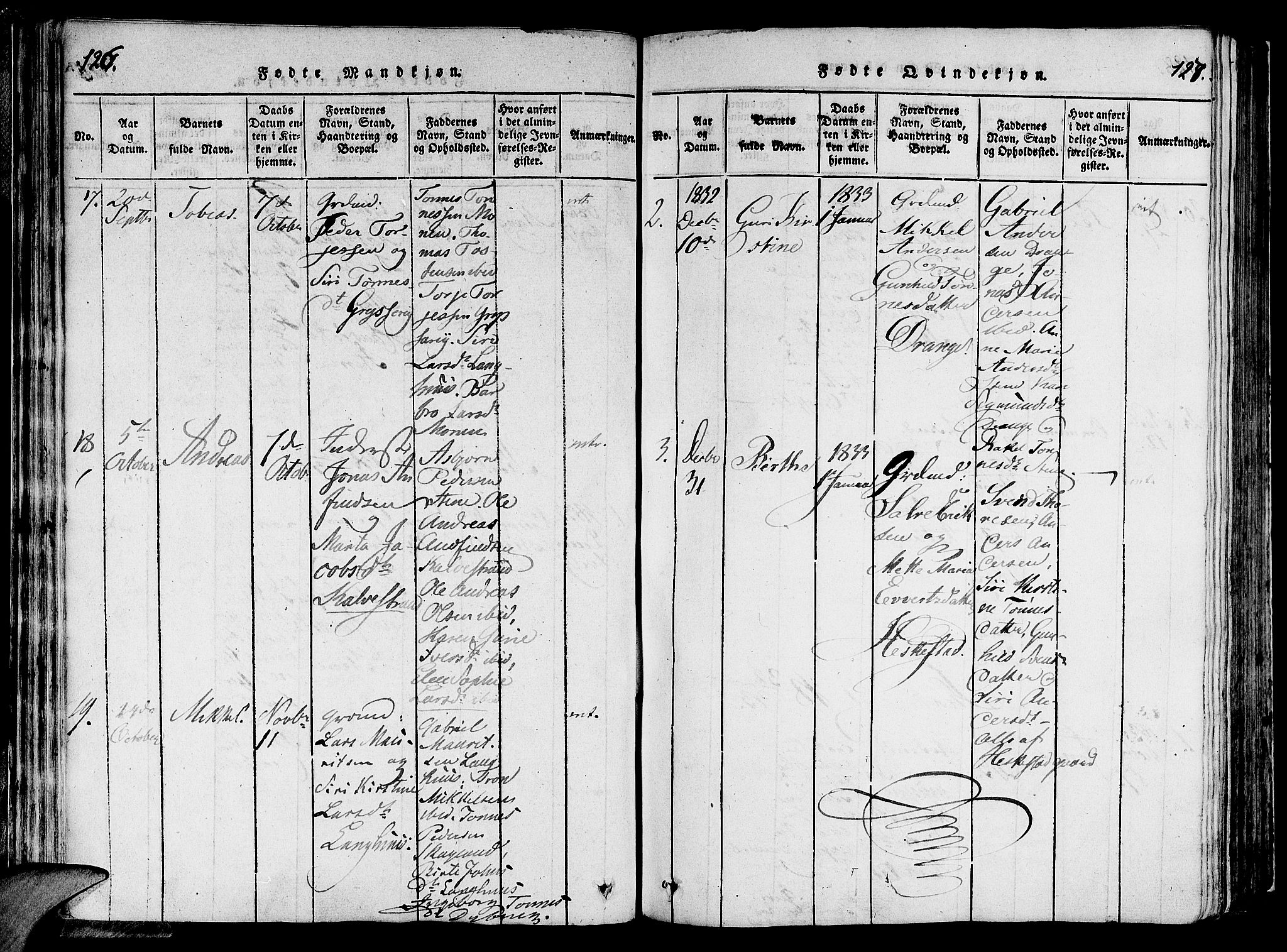 Lund sokneprestkontor, AV/SAST-A-101809/S06/L0006: Parish register (official) no. A 6, 1816-1839, p. 126-127