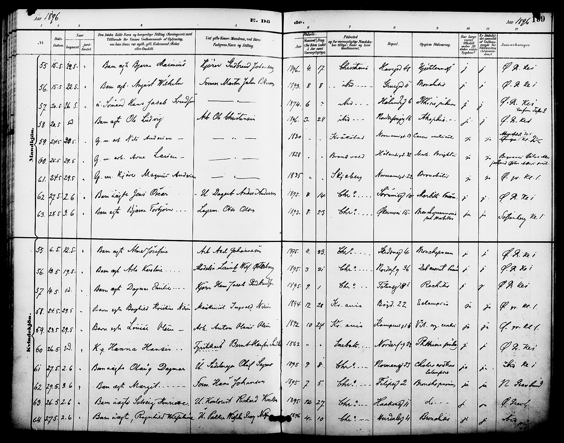 Kampen prestekontor Kirkebøker, SAO/A-10853/F/Fa/L0008: Parish register (official) no. I 8, 1892-1902, p. 199