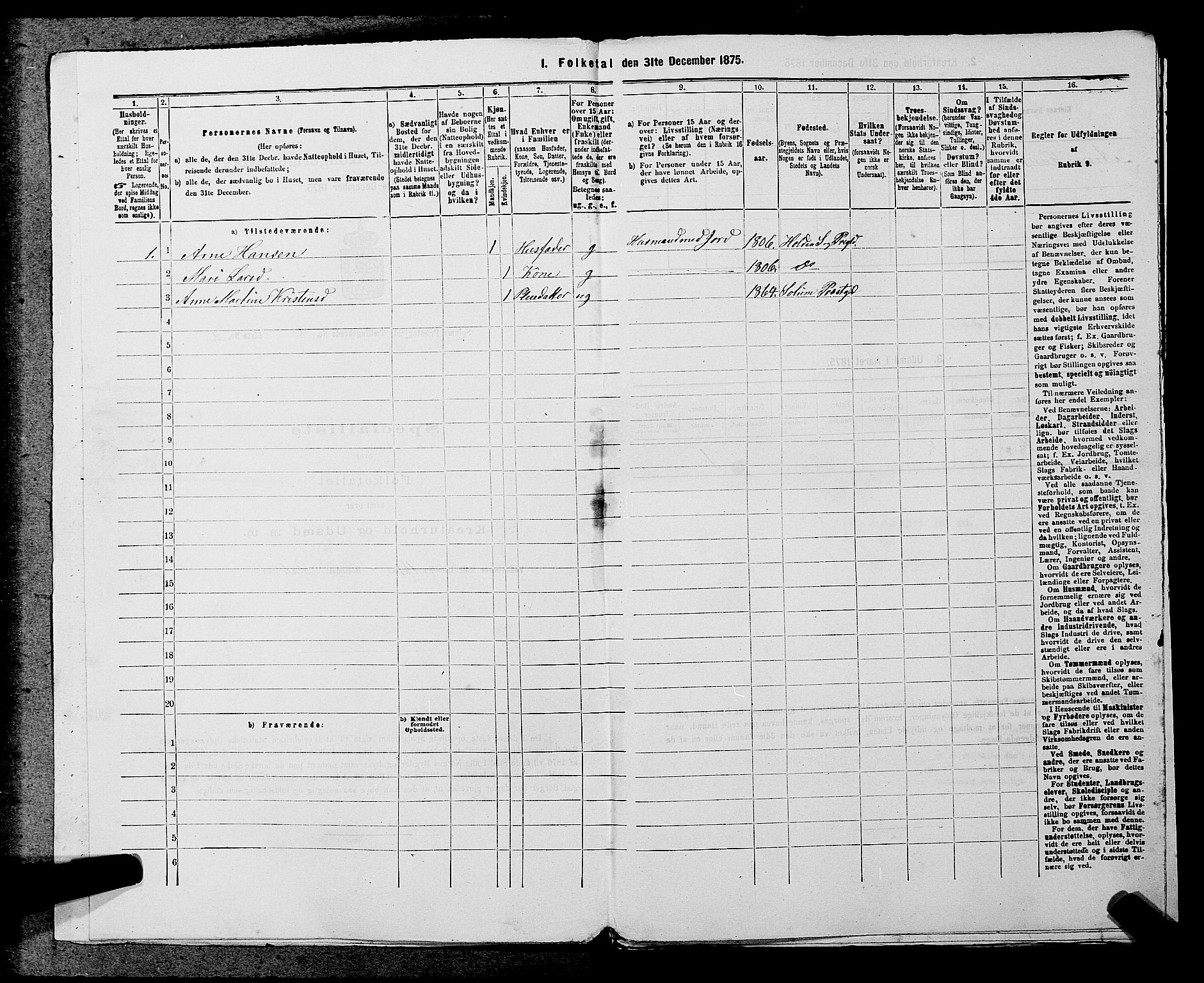 SAKO, 1875 census for 0818P Solum, 1875, p. 1276