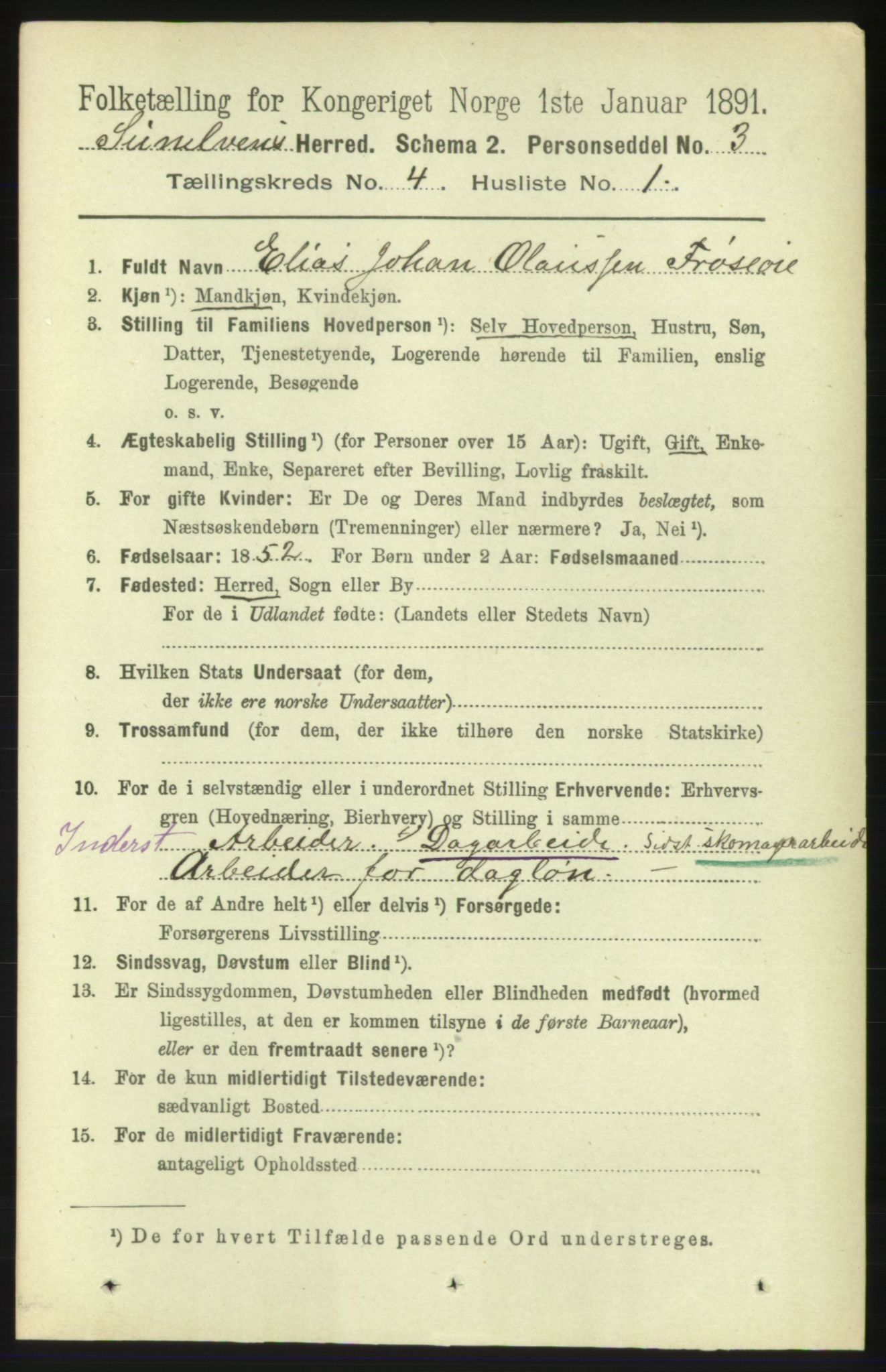 RA, 1891 census for 1523 Sunnylven, 1891, p. 873