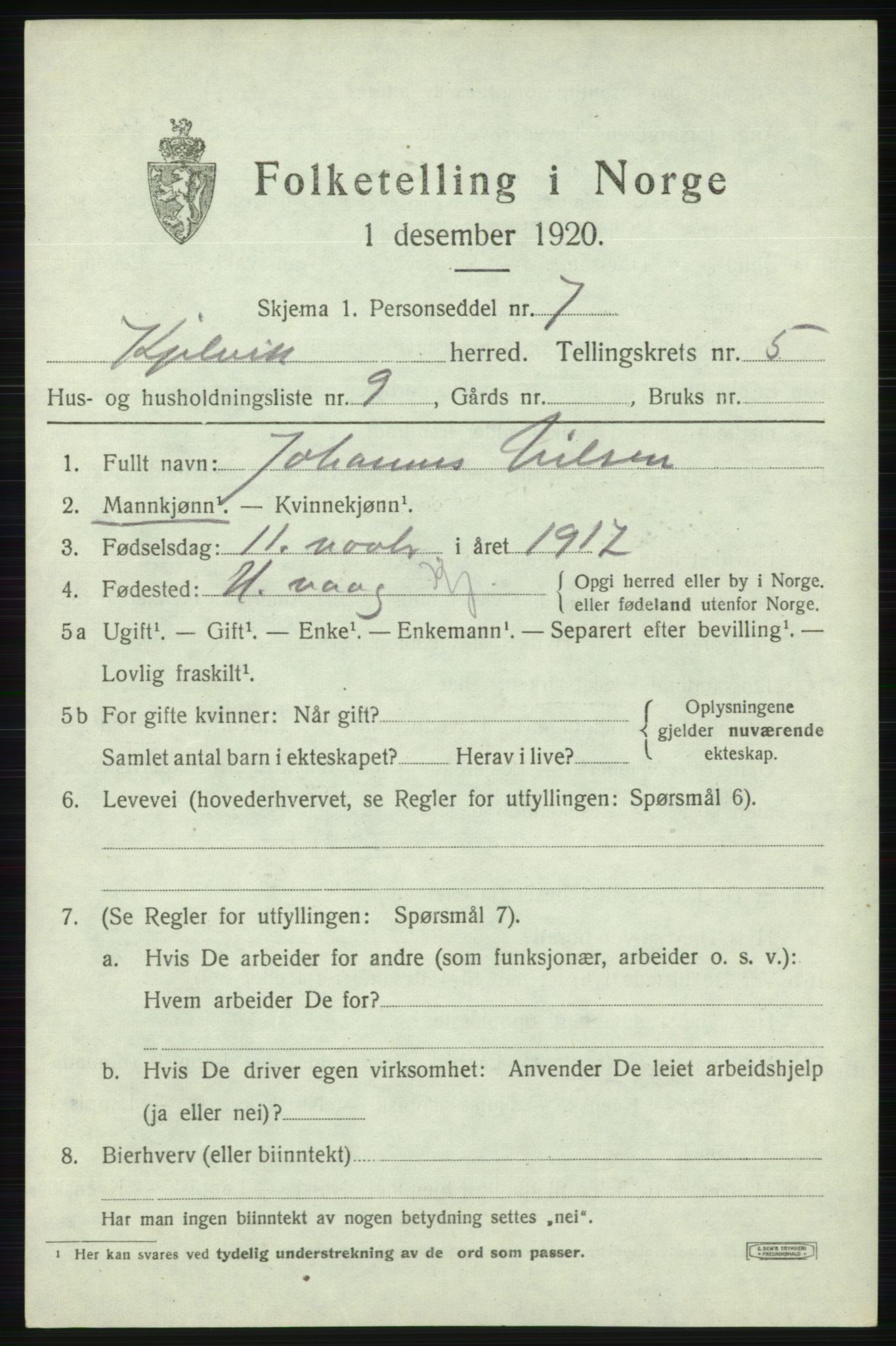 SATØ, 1920 census for Kjelvik, 1920, p. 2369