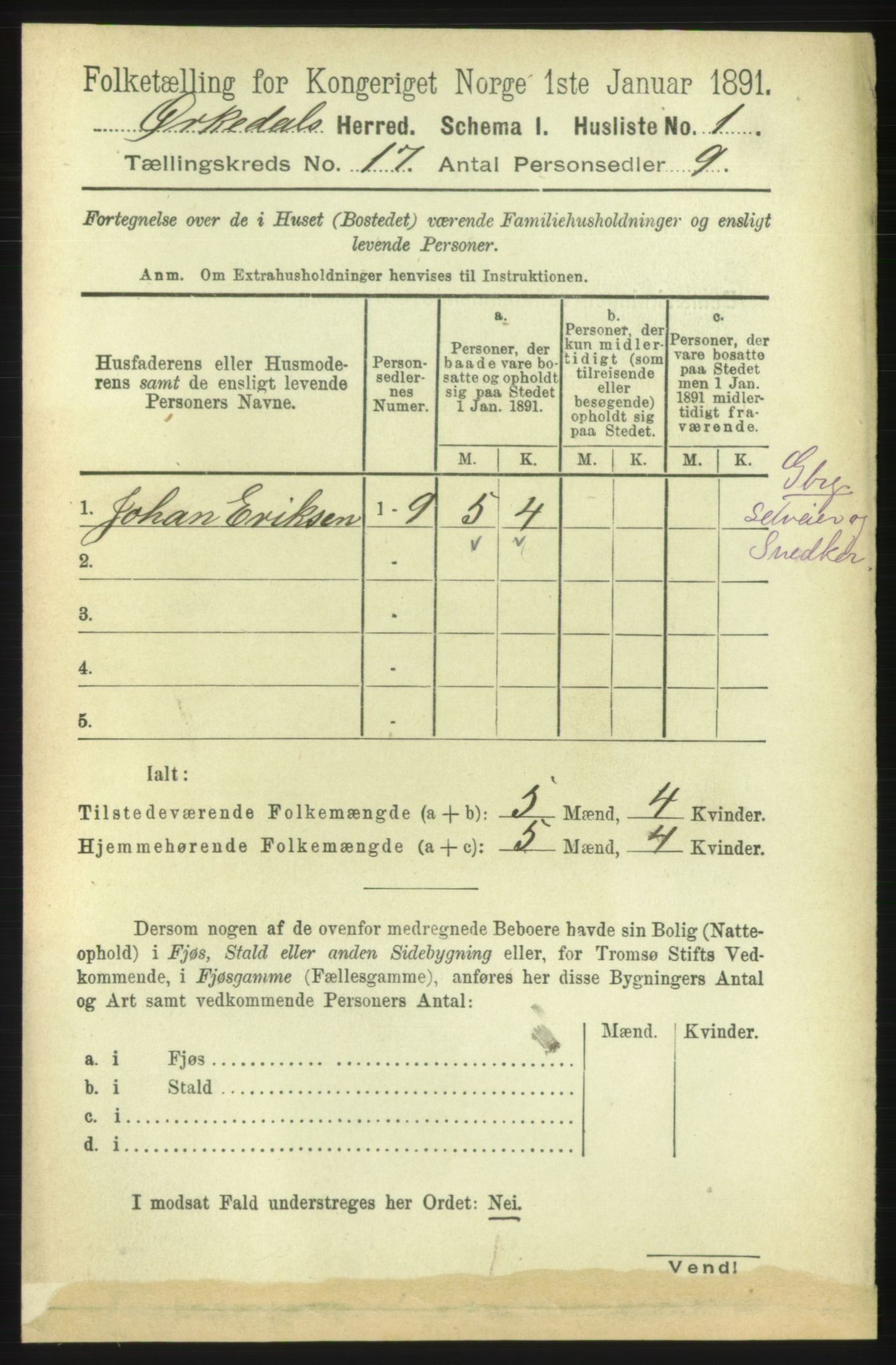 RA, 1891 census for 1638 Orkdal, 1891, p. 7338