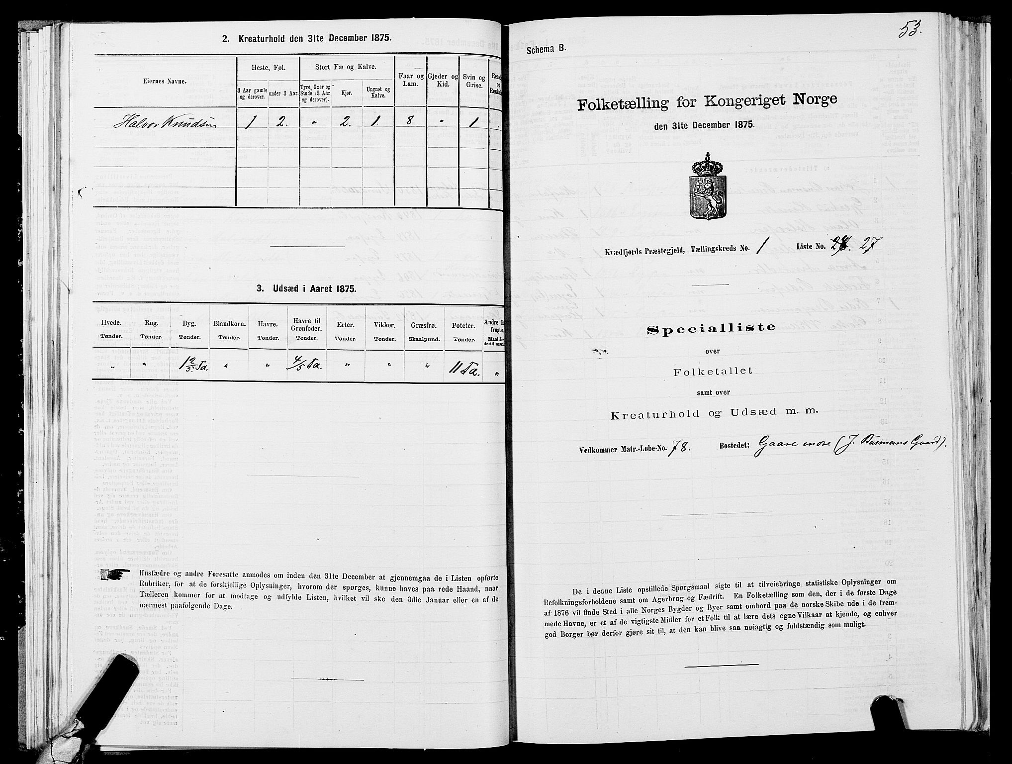 SATØ, 1875 census for 1911P Kvæfjord, 1875, p. 1053