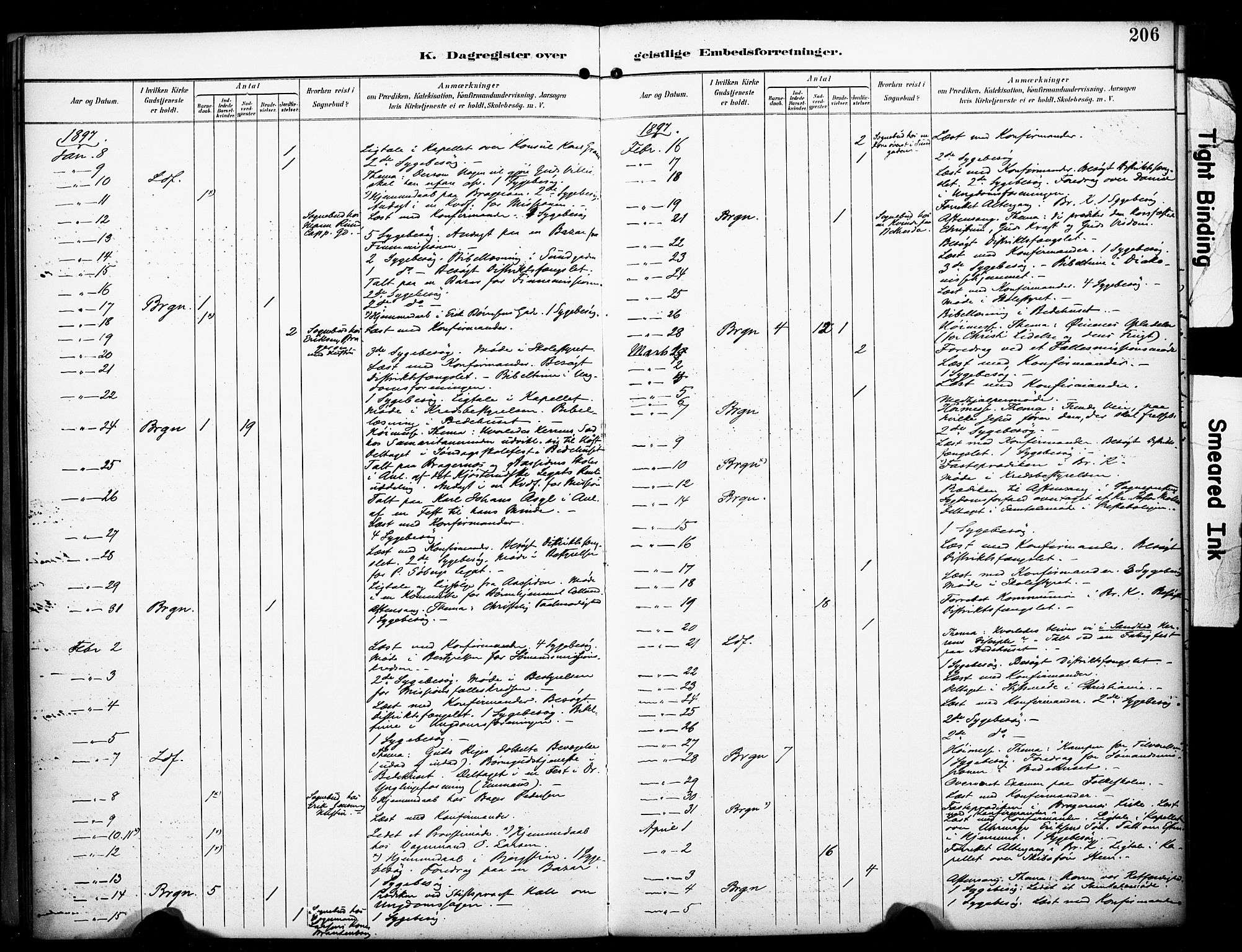 Bragernes kirkebøker, SAKO/A-6/F/Fc/L0006: Parish register (official) no. III 6, 1888-1899, p. 206