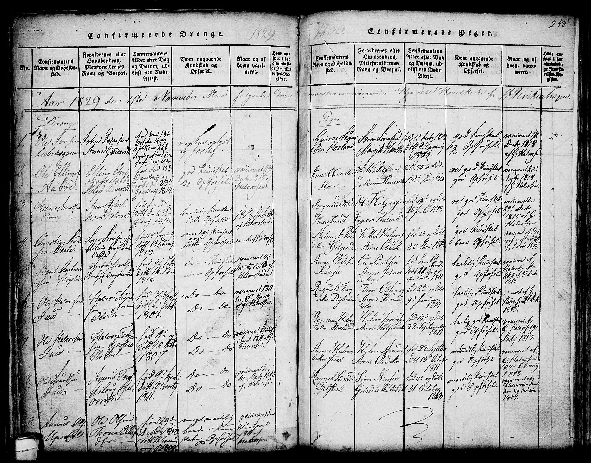 Hjartdal kirkebøker, SAKO/A-270/F/Fa/L0007: Parish register (official) no. I 7, 1815-1843, p. 253