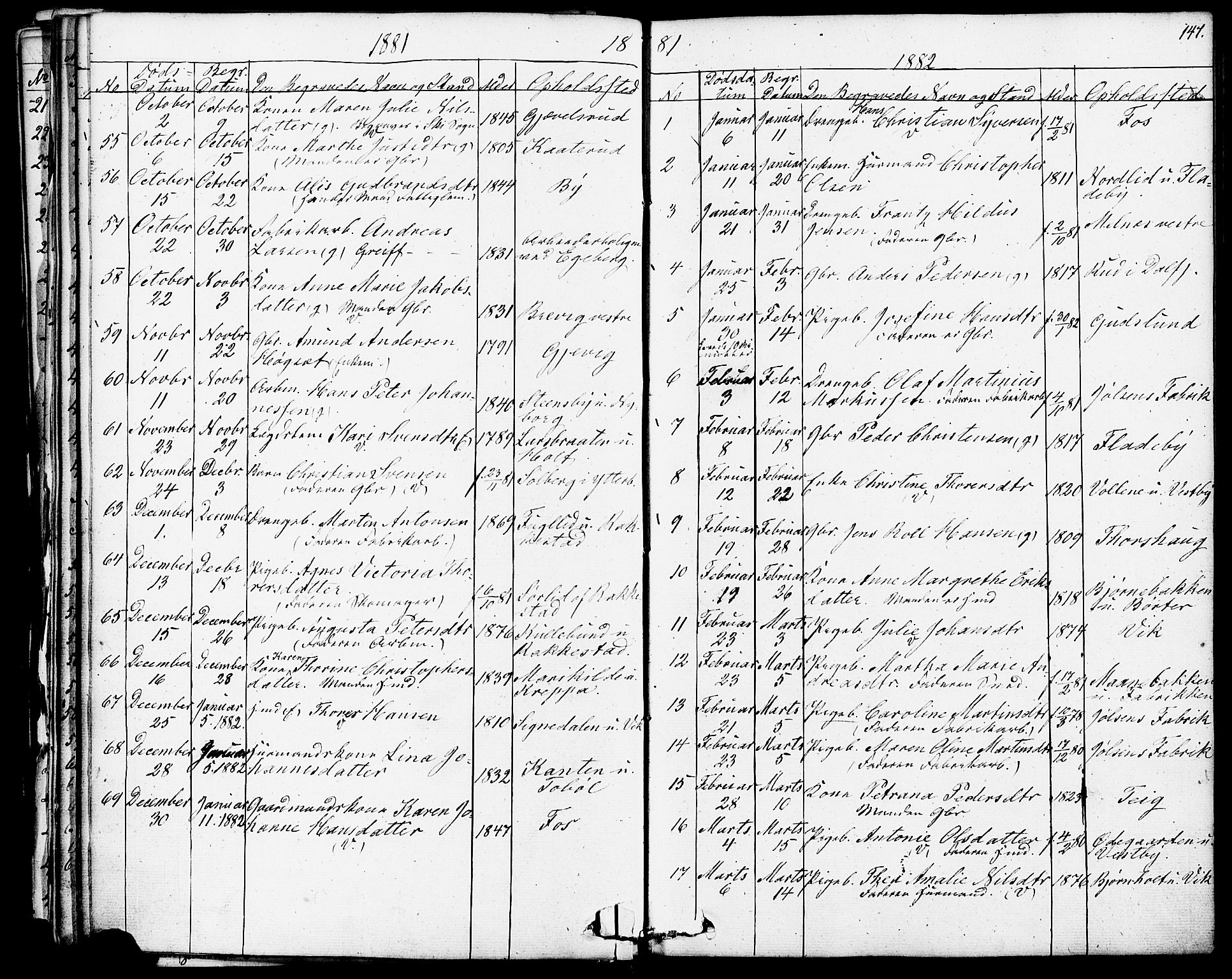 Enebakk prestekontor Kirkebøker, SAO/A-10171c/F/Fa/L0013: Parish register (official) no. I 13, 1832-1882, p. 147
