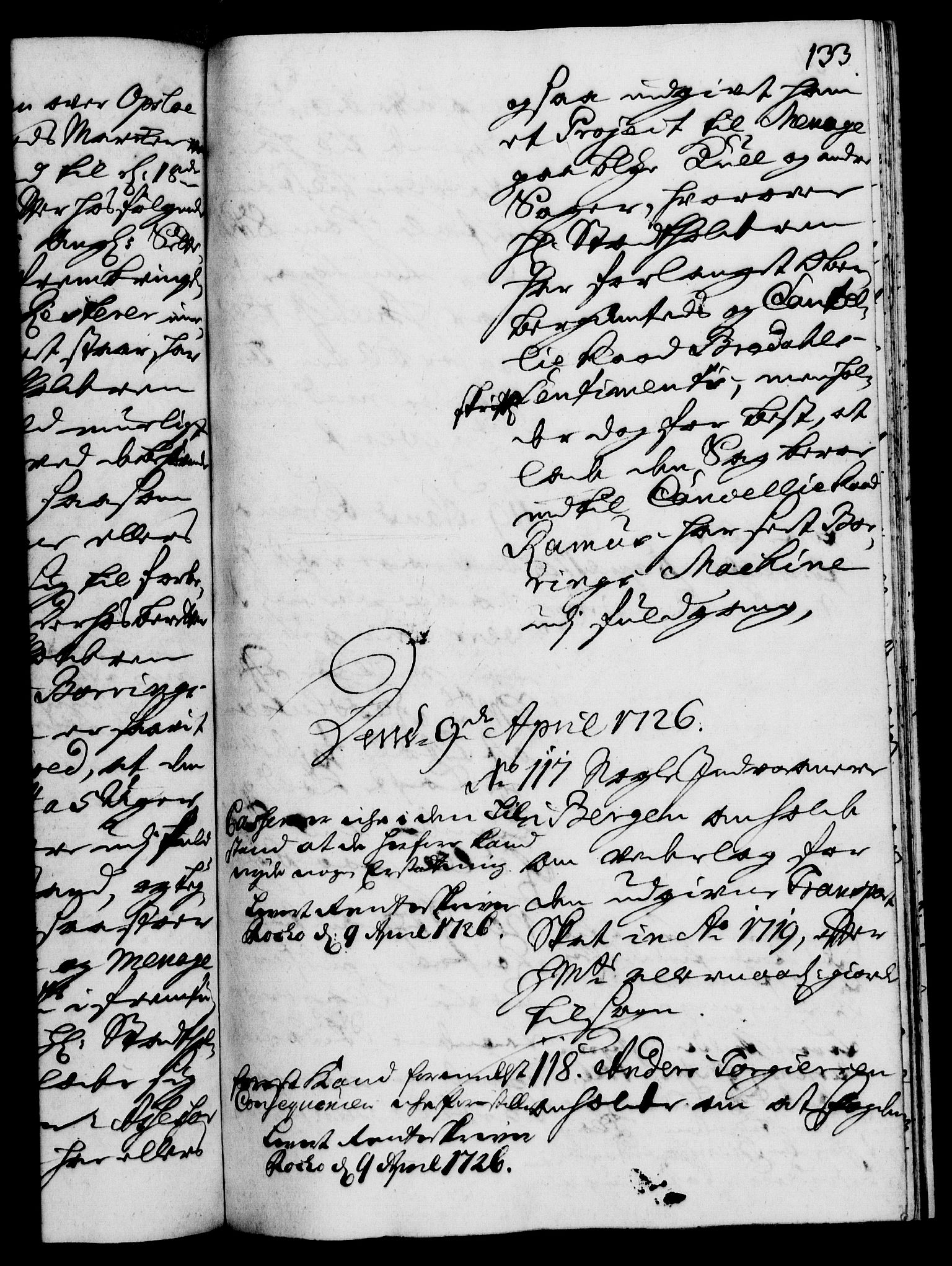 Rentekammeret, Kammerkanselliet, RA/EA-3111/G/Gh/Gha/L0008: Norsk ekstraktmemorialprotokoll (merket RK 53.53), 1725-1726, p. 133