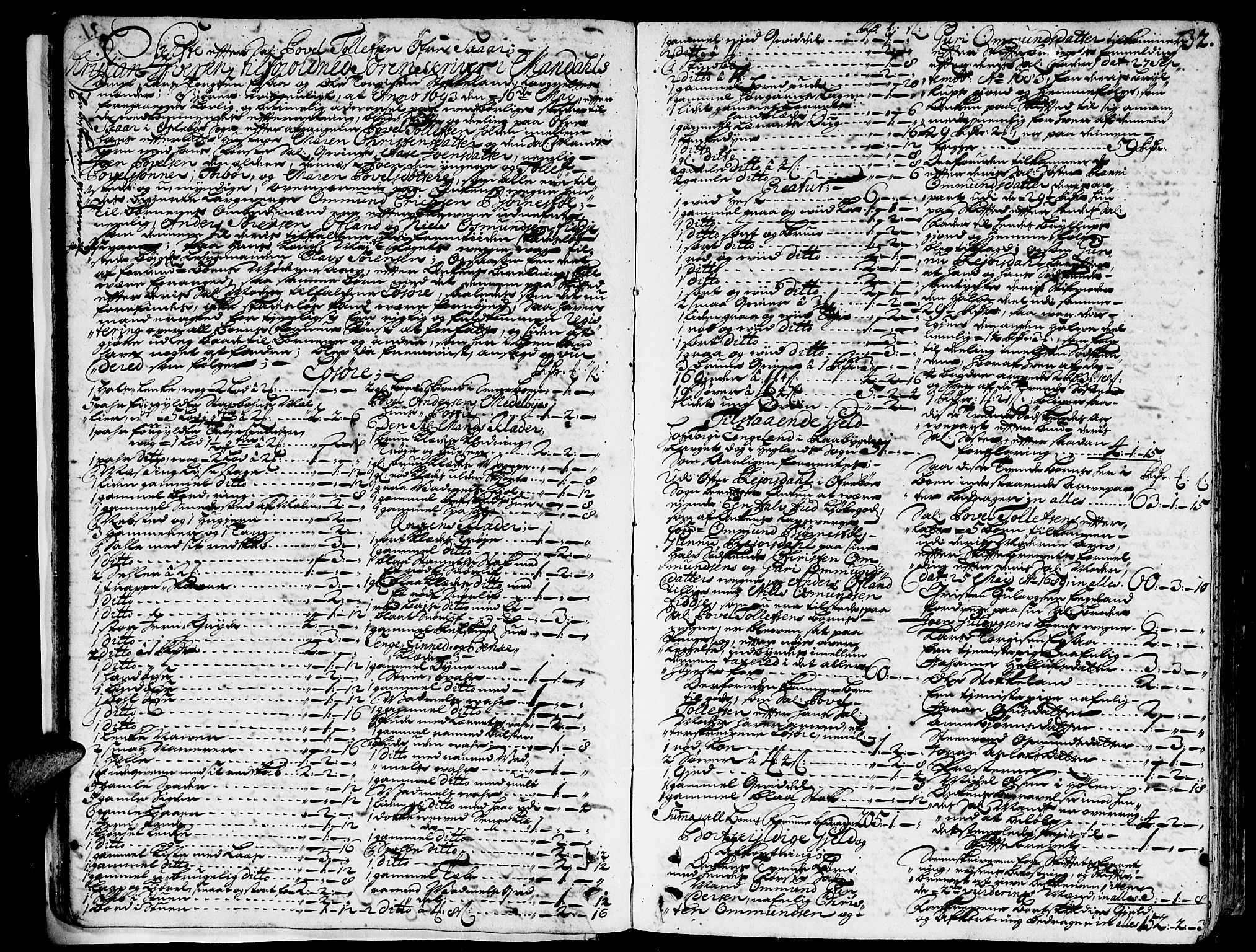 Mandal sorenskriveri, SAK/1221-0005/001/H/Hc/L0008: Skifteprotokoll med register, original i eske nr 4a, 1693-1702, p. 31b-32a