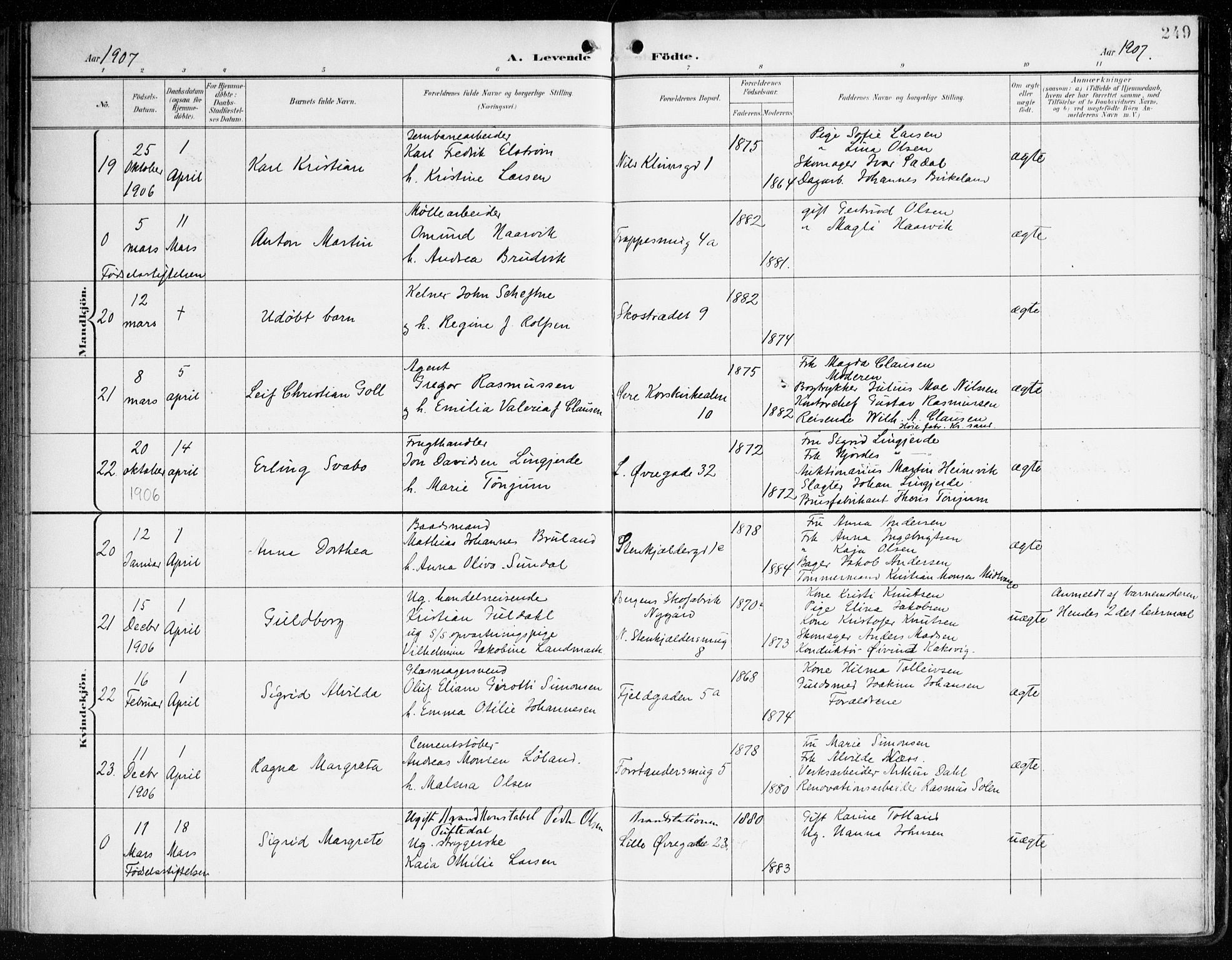 Korskirken sokneprestembete, SAB/A-76101/H/Haa/L0023: Parish register (official) no. B 9, 1899-1908, p. 249