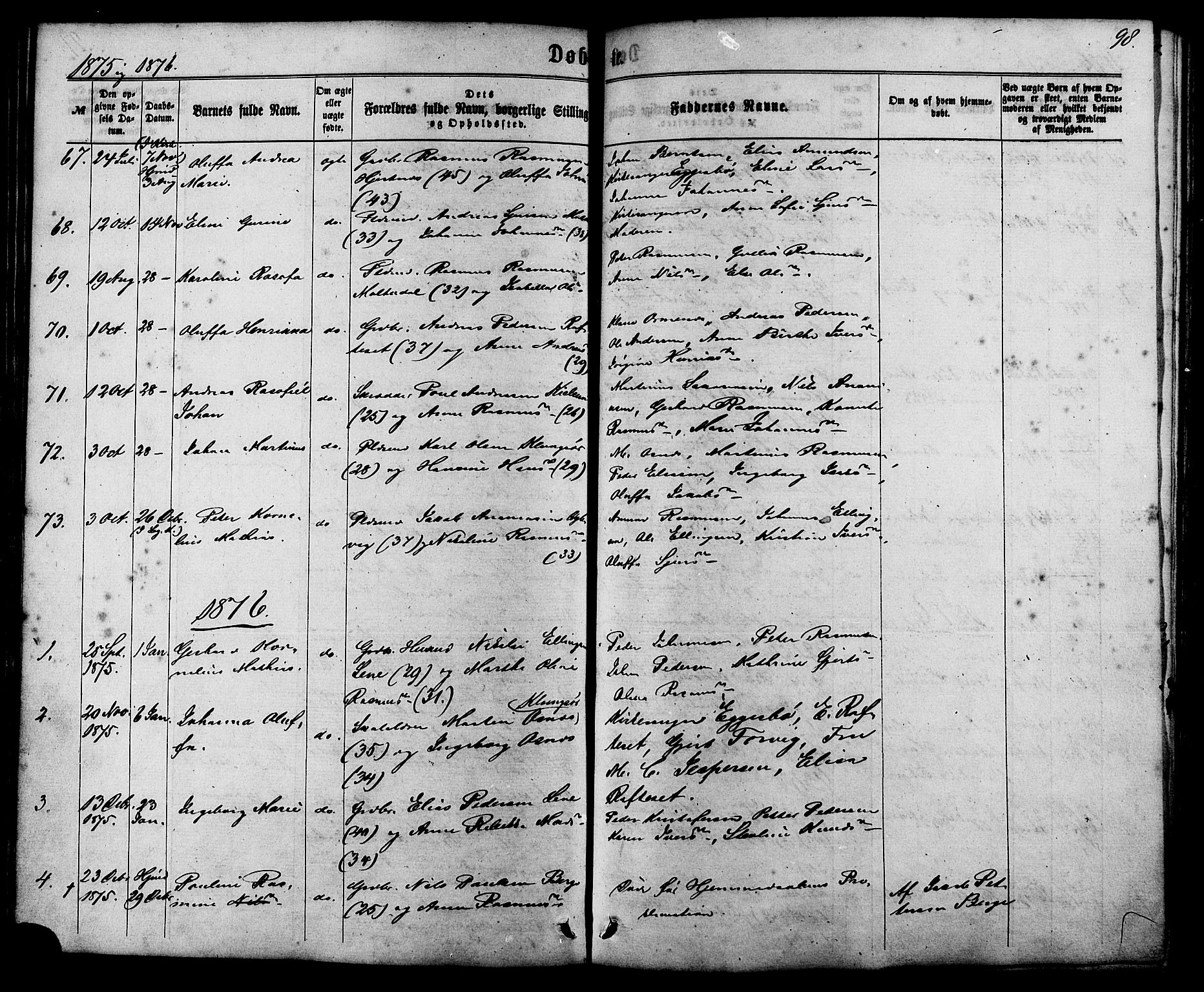 Ministerialprotokoller, klokkerbøker og fødselsregistre - Møre og Romsdal, AV/SAT-A-1454/507/L0071: Parish register (official) no. 507A06, 1863-1878, p. 98