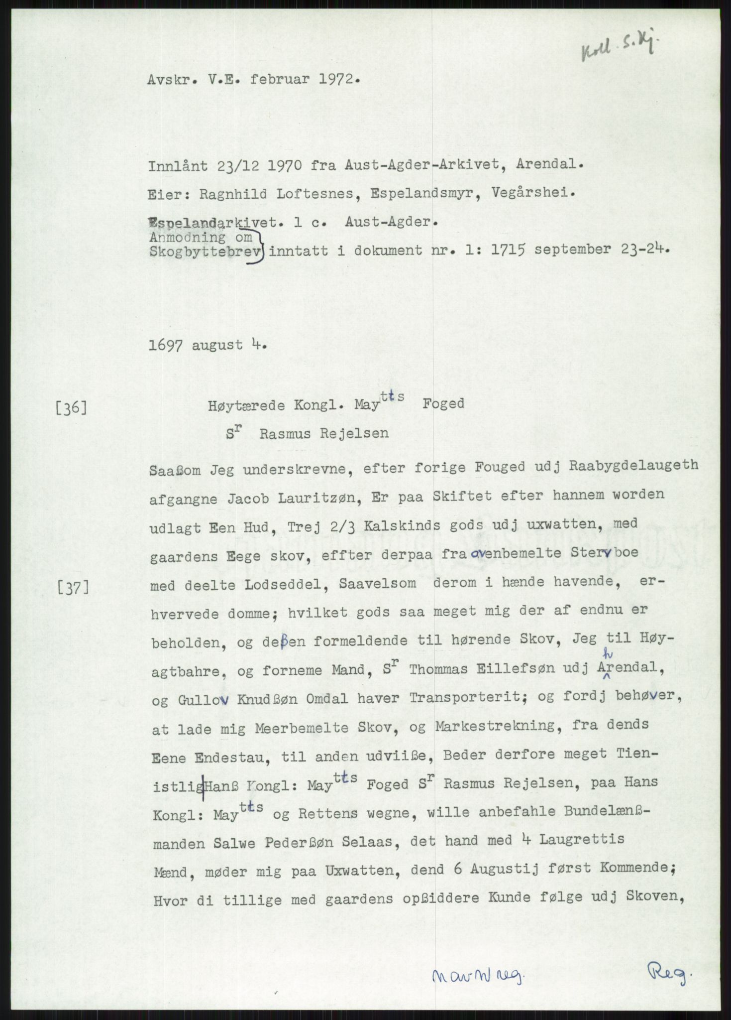 Samlinger til kildeutgivelse, Diplomavskriftsamlingen, AV/RA-EA-4053/H/Ha, p. 1847