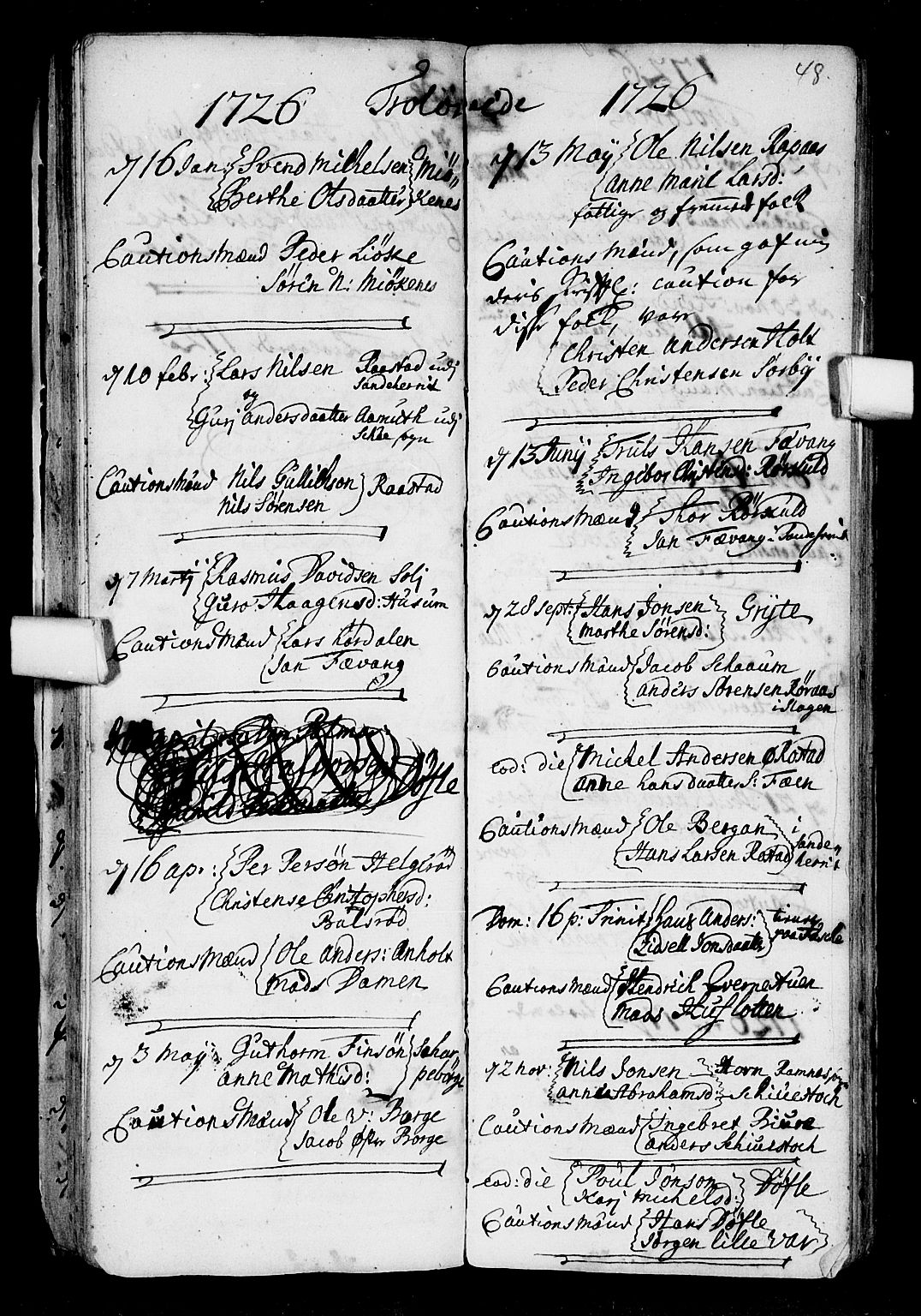 Stokke kirkebøker, AV/SAKO-A-320/F/Fa/L0001: Parish register (official) no. I 1, 1717-1733, p. 48