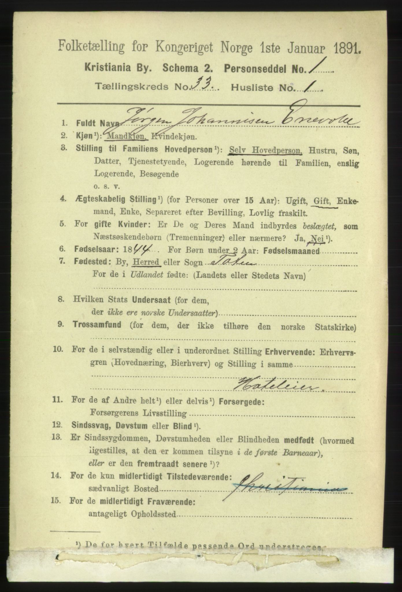 RA, 1891 census for 0301 Kristiania, 1891, p. 17700