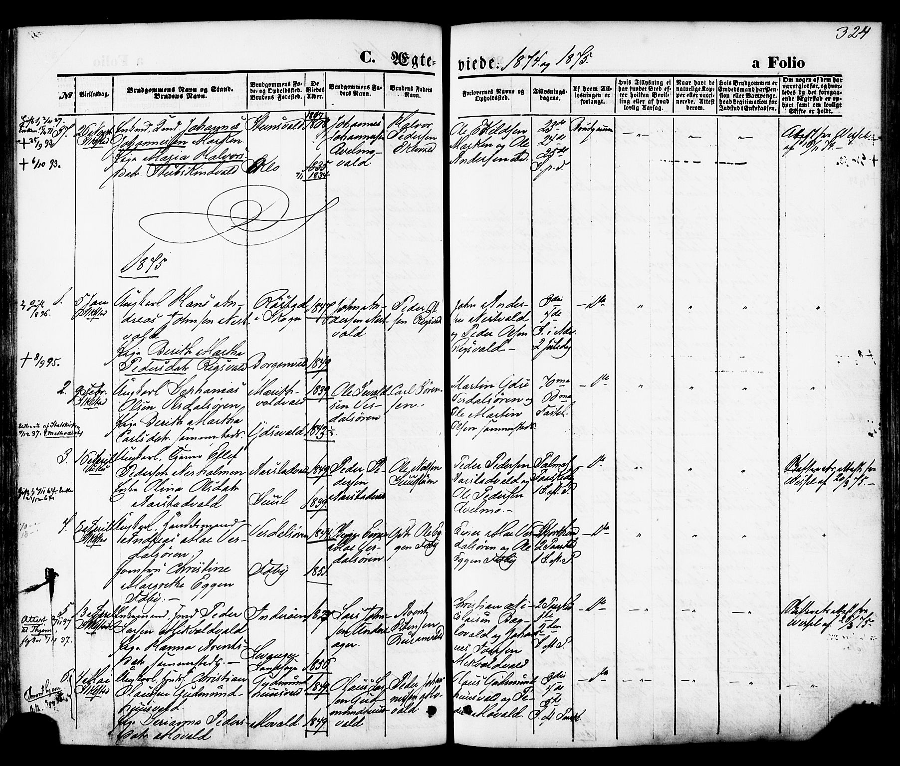 Ministerialprotokoller, klokkerbøker og fødselsregistre - Nord-Trøndelag, SAT/A-1458/723/L0242: Parish register (official) no. 723A11, 1870-1880, p. 324