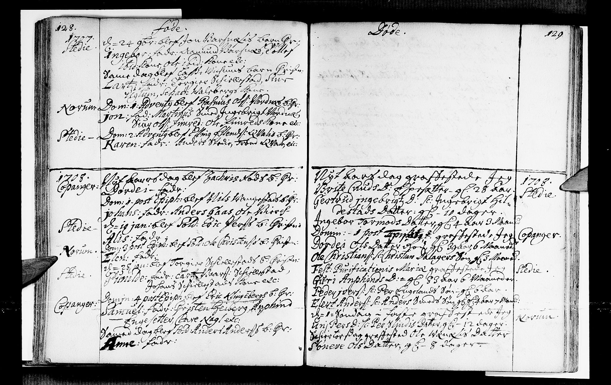 Sogndal sokneprestembete, SAB/A-81301/H/Haa/Haaa/L0001: Parish register (official) no. A 1, 1689-1713, p. 128-129