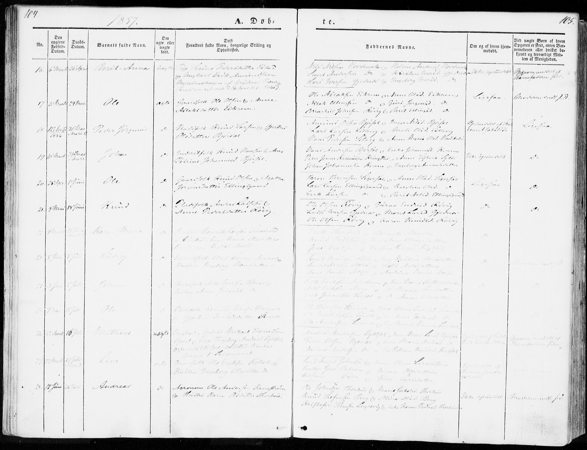 Ministerialprotokoller, klokkerbøker og fødselsregistre - Møre og Romsdal, AV/SAT-A-1454/555/L0653: Parish register (official) no. 555A04, 1843-1869, p. 104-105